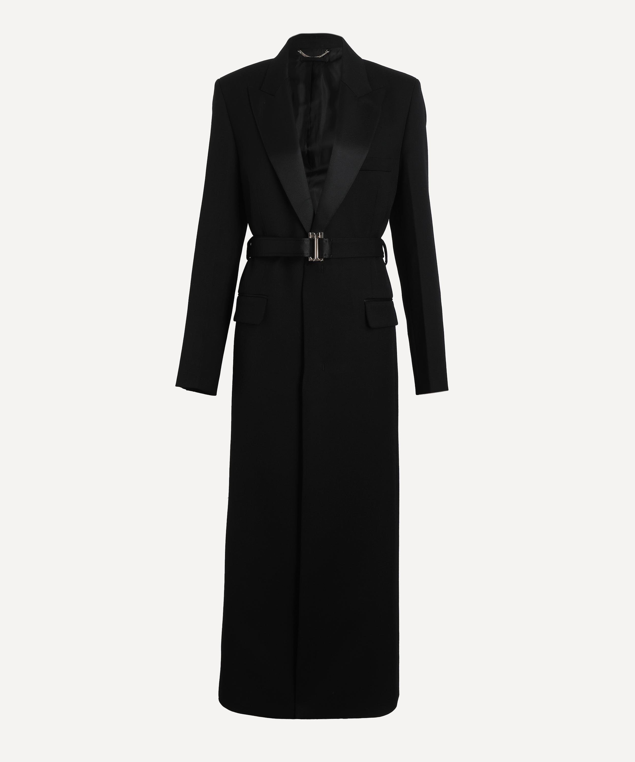 Victoria Beckham Mens Black Belted Tailored Coat In Black
