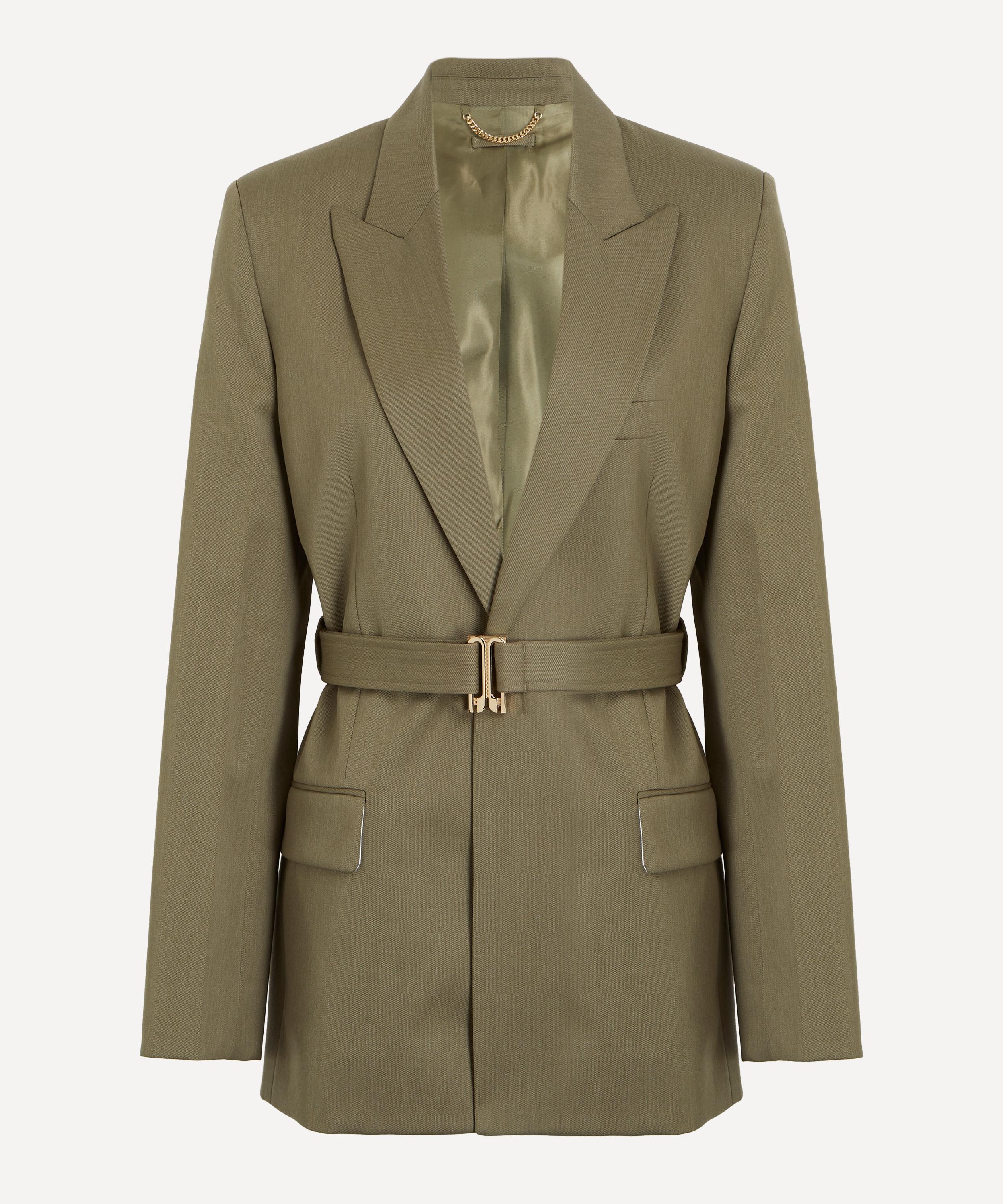 Victoria Beckham Women's Sage Melange Belted Tailored Jacket