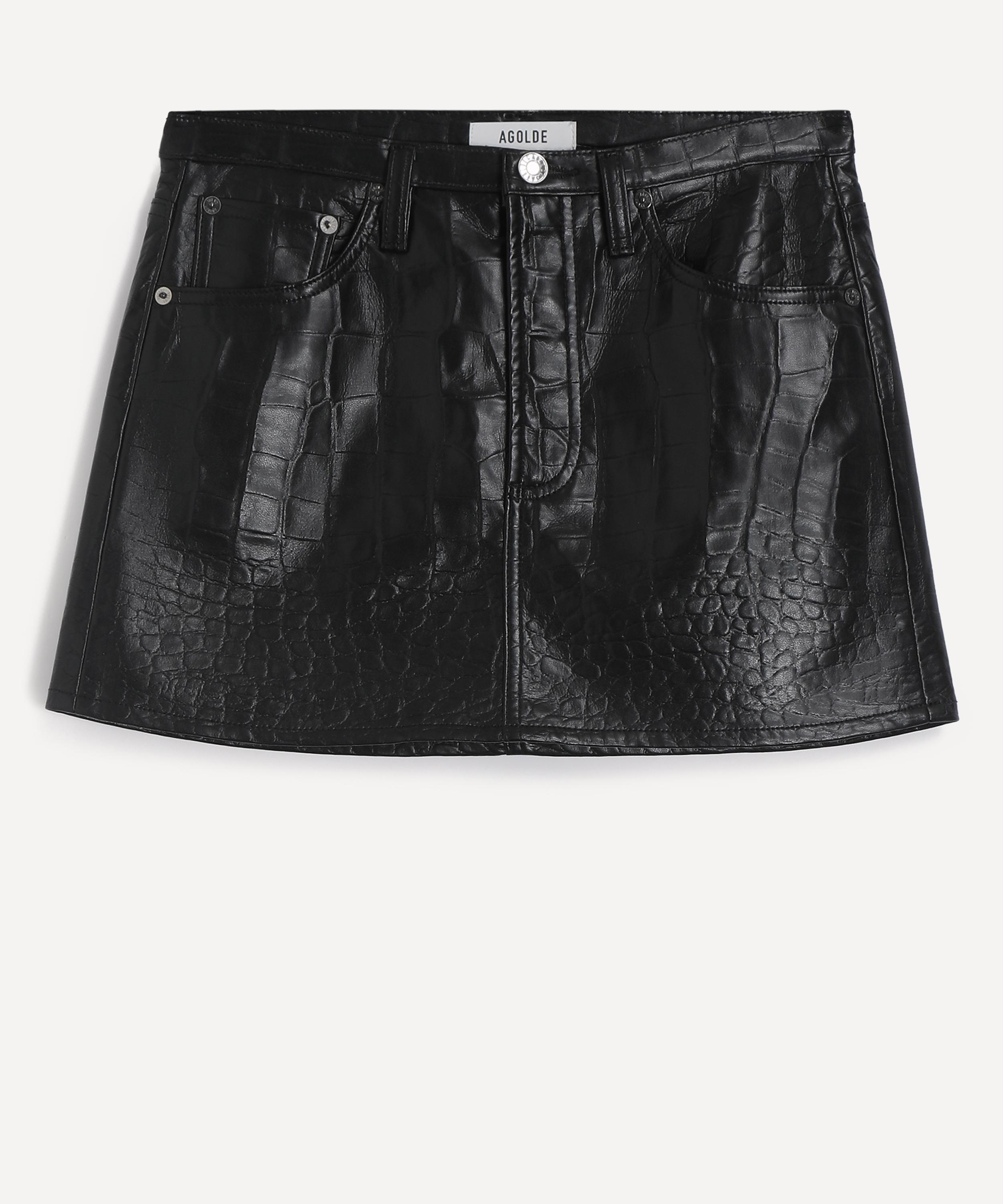 Agolde Women's Keira Leather-blend Mini Skirt In Black