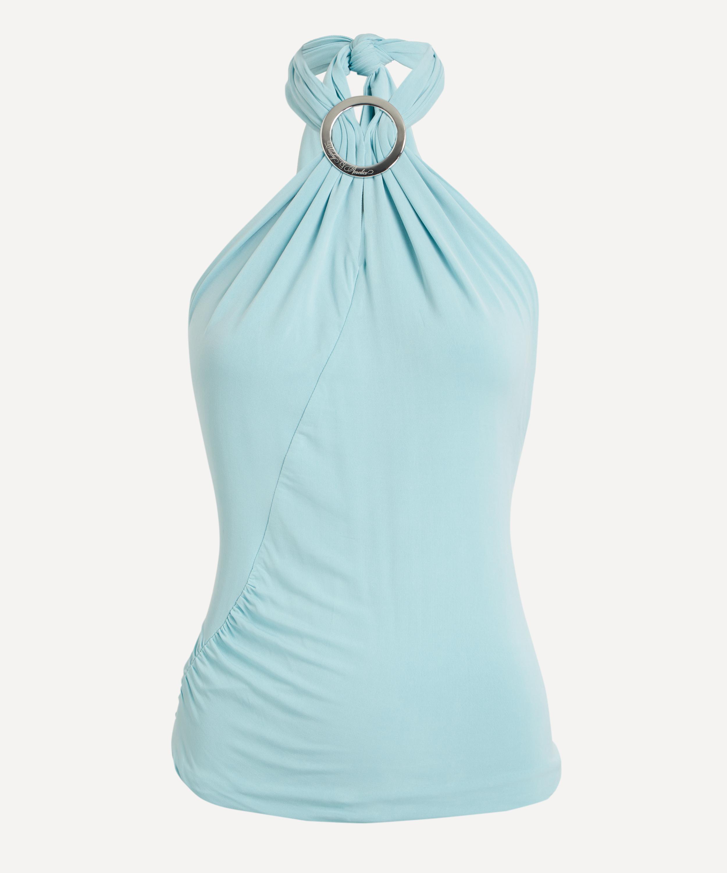 Peachy Den Amelia Halter Top In Blue