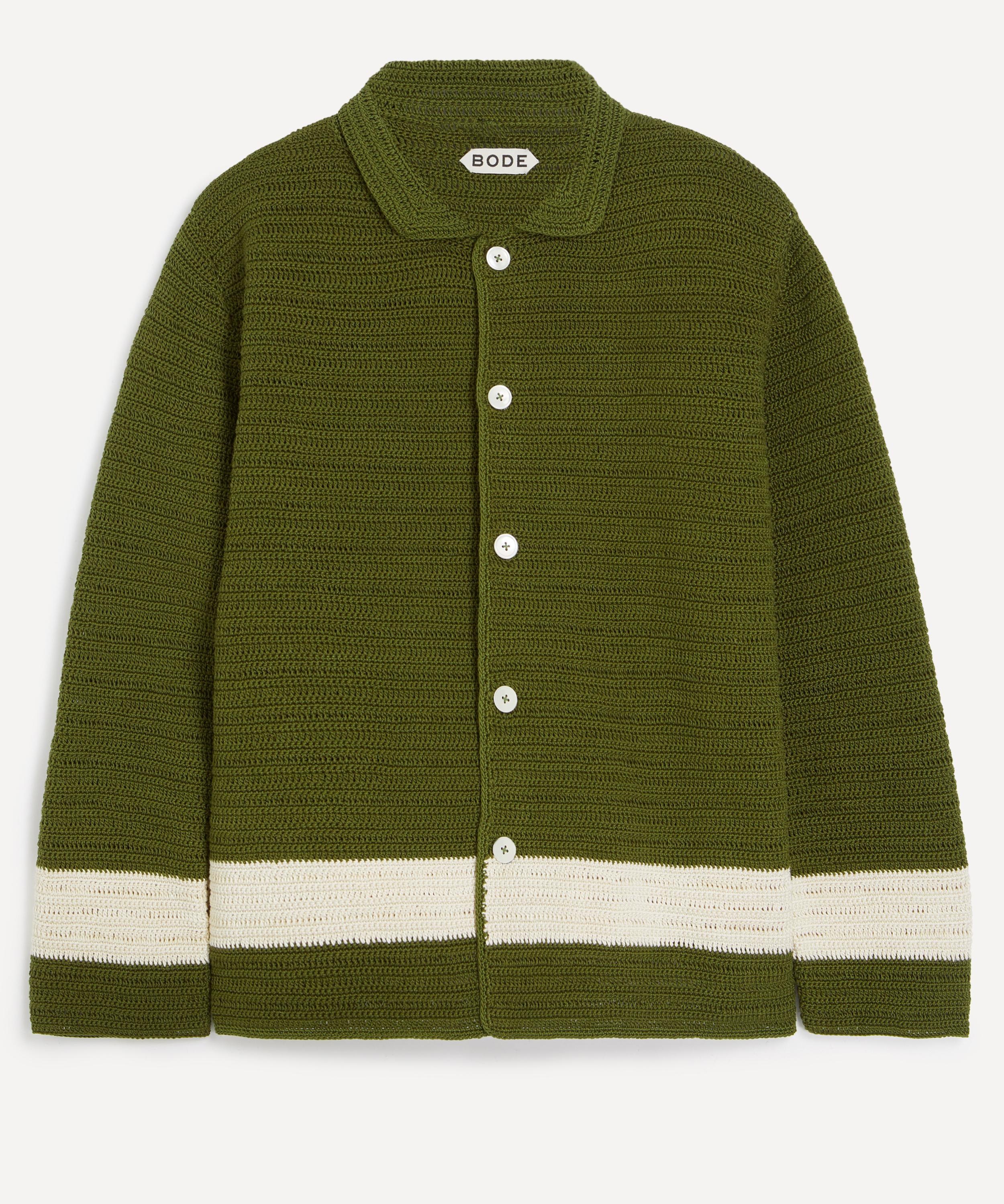 Bode Mens Marsh Crochet Shirt In Green