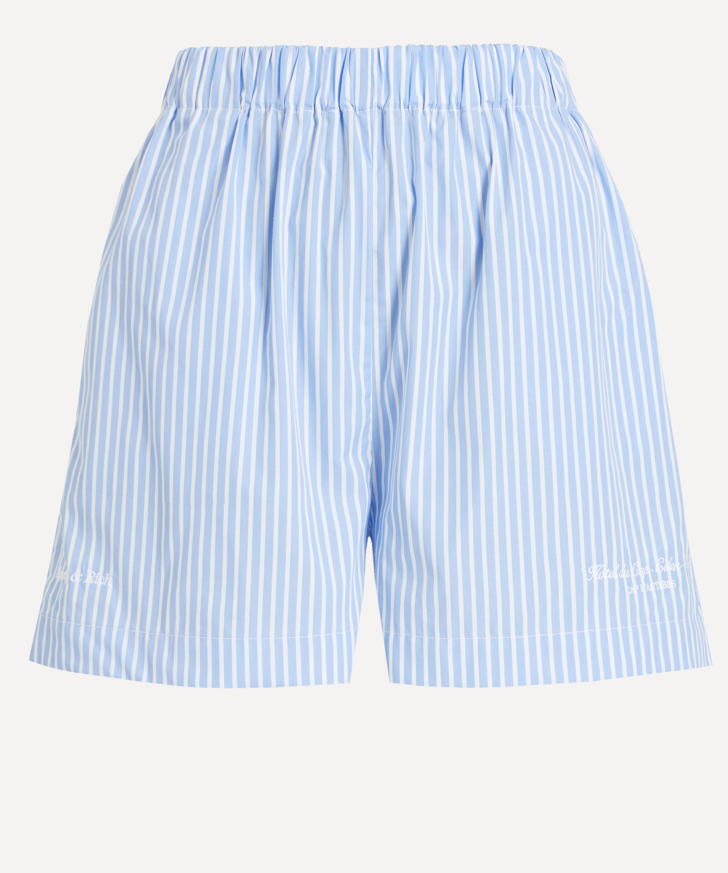 Sporty And Rich Sporty & Rich Women's Eden Script Poplin Shorts In Blue