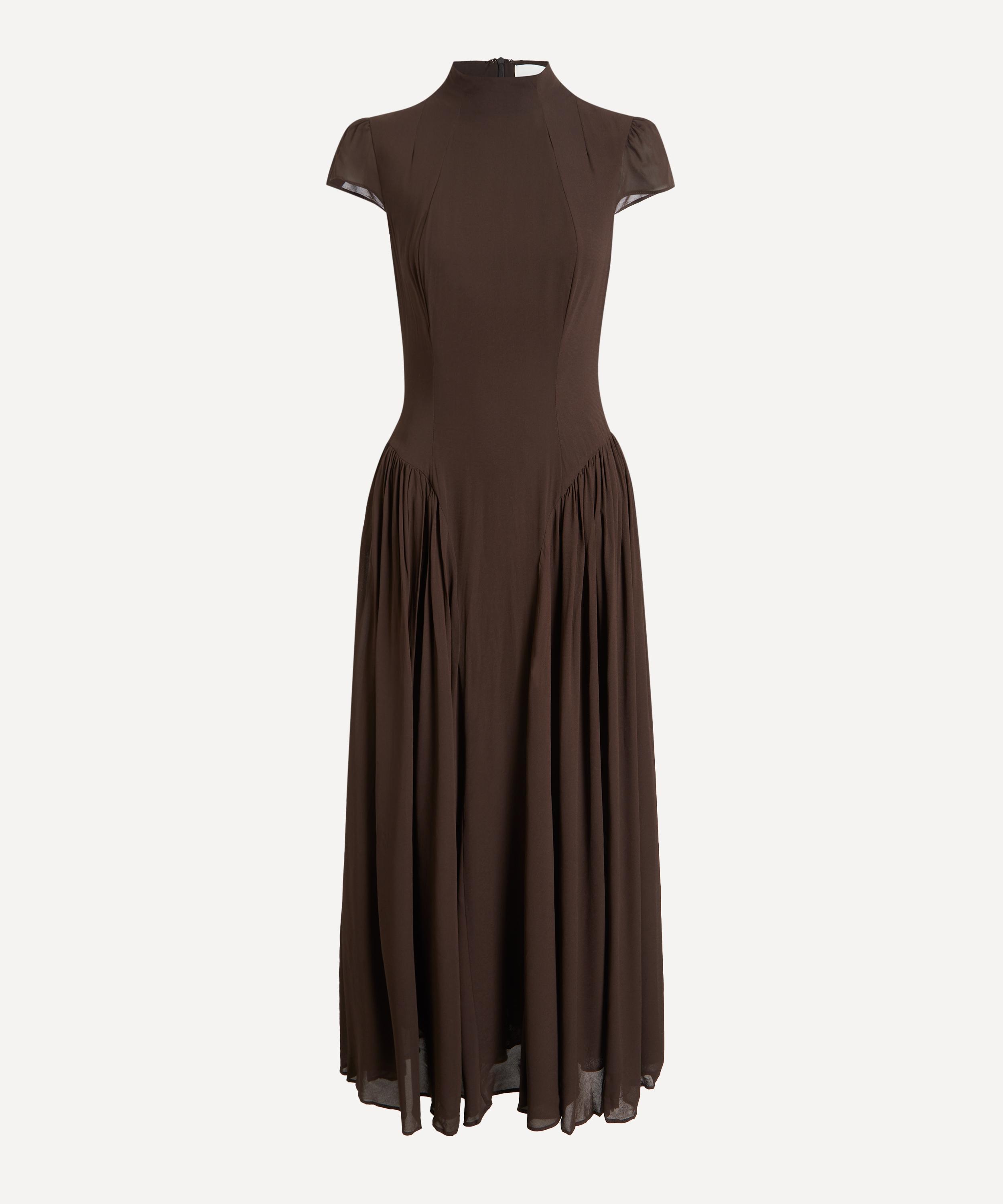 Reformation Maven Mock-neck Chiffon Midi Dress In Multi