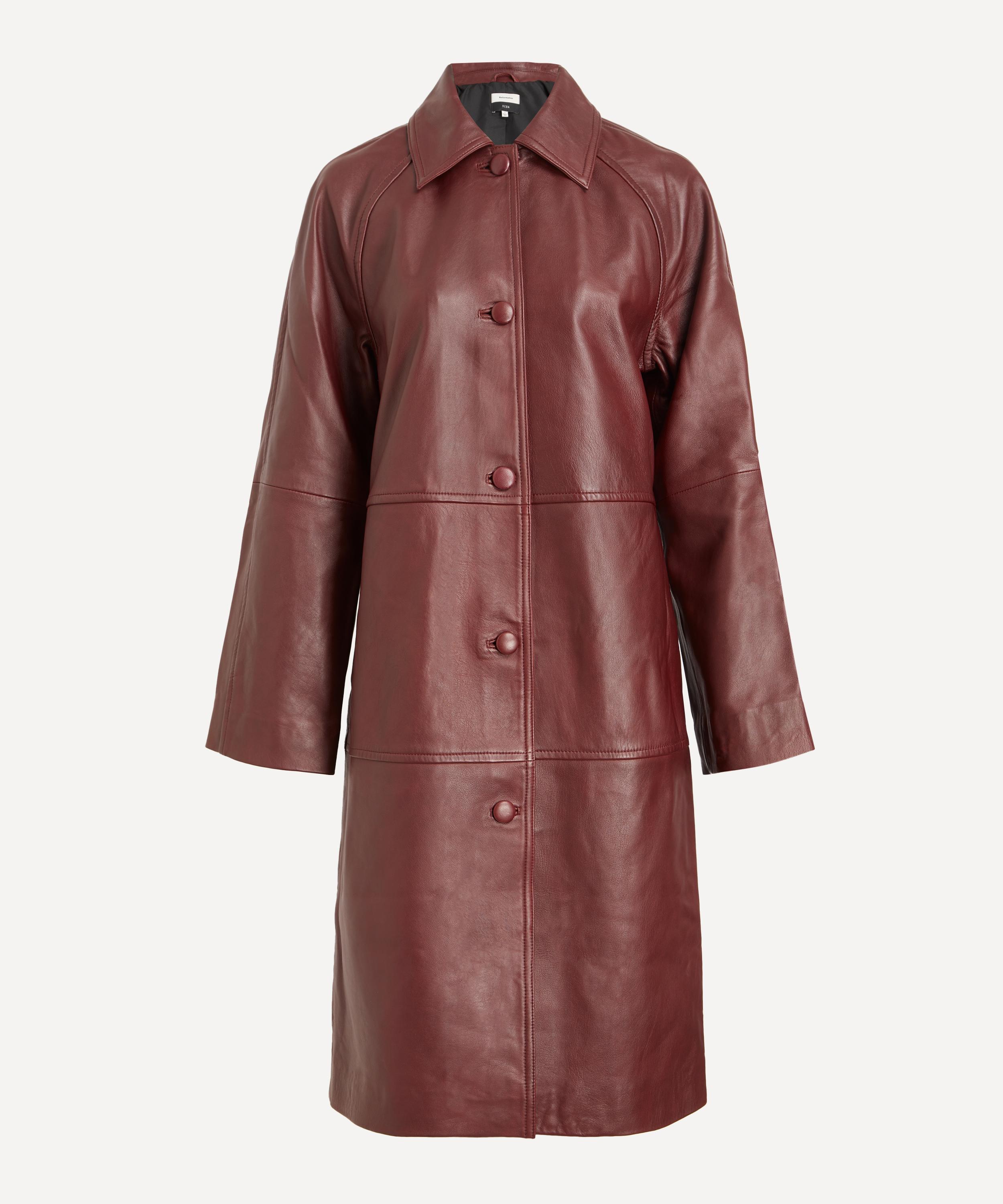 Reformation Women's Veda Beck Leather Trench Coat In Burgundy