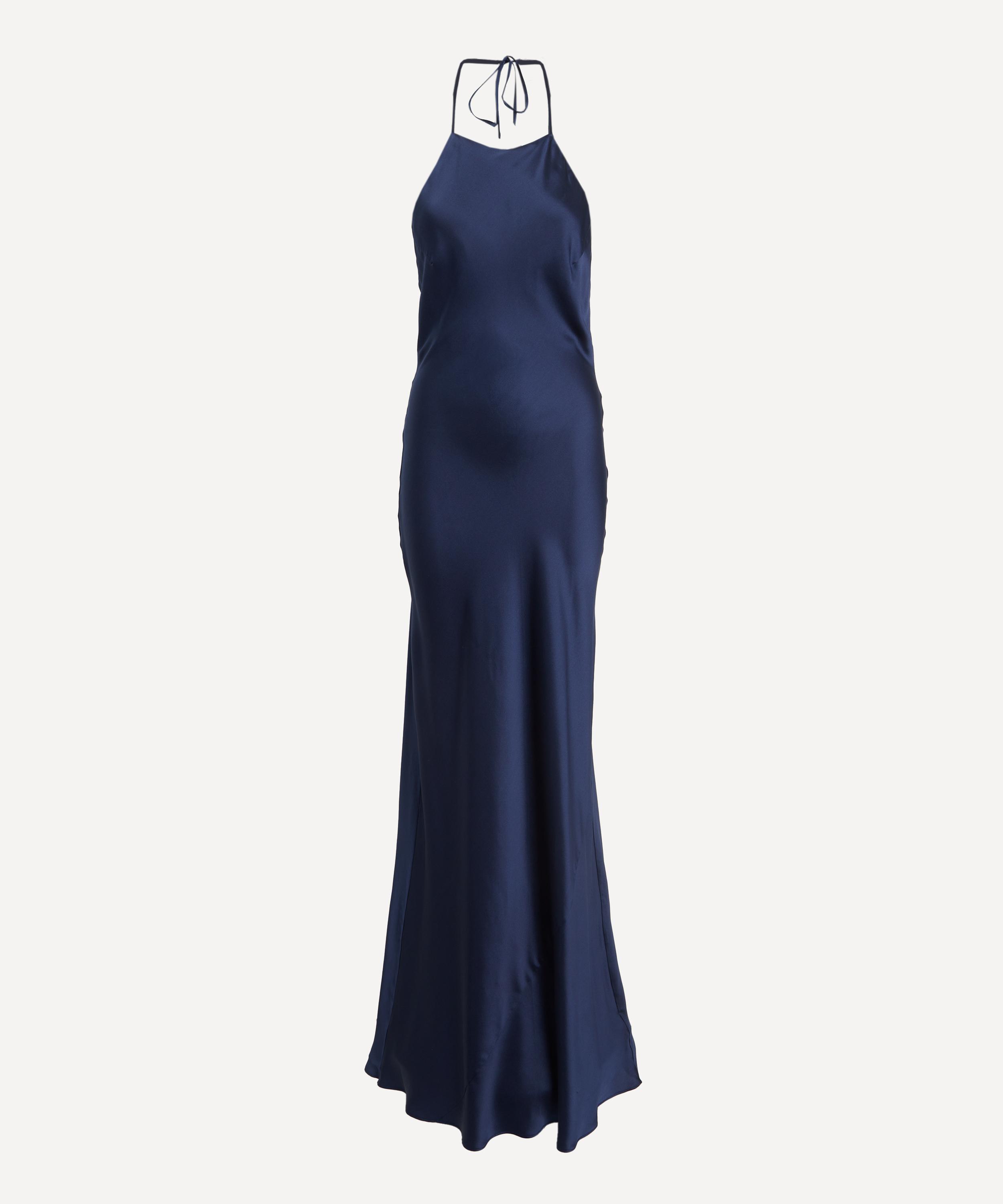 Reformation Women's Jeanie Navy Silk Maxi Dress In Blue