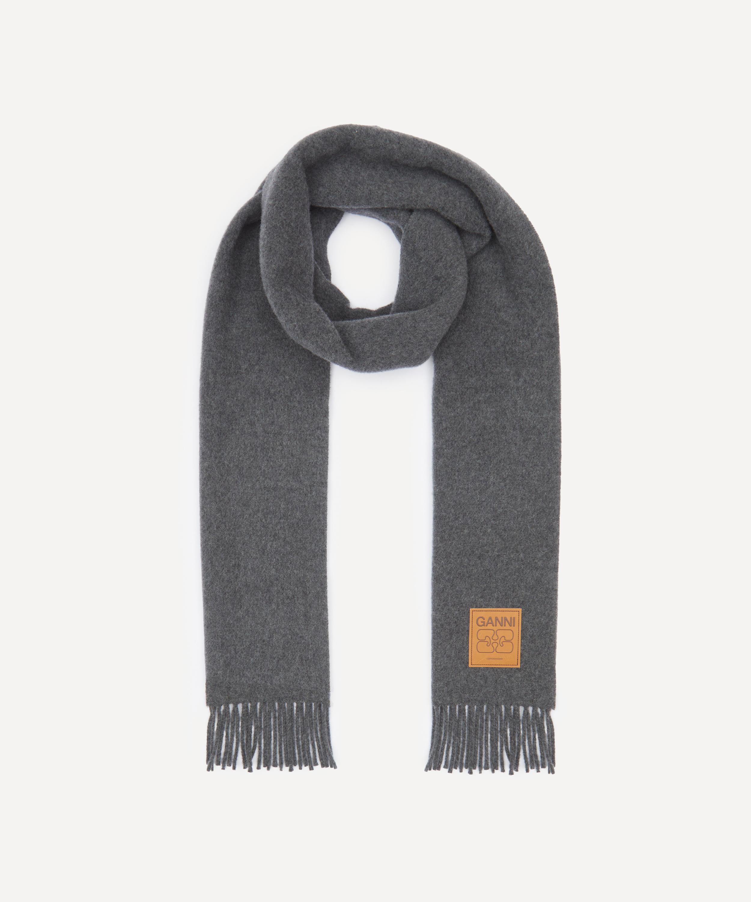 Ganni Women's Double Face Wool Scarf In Gray