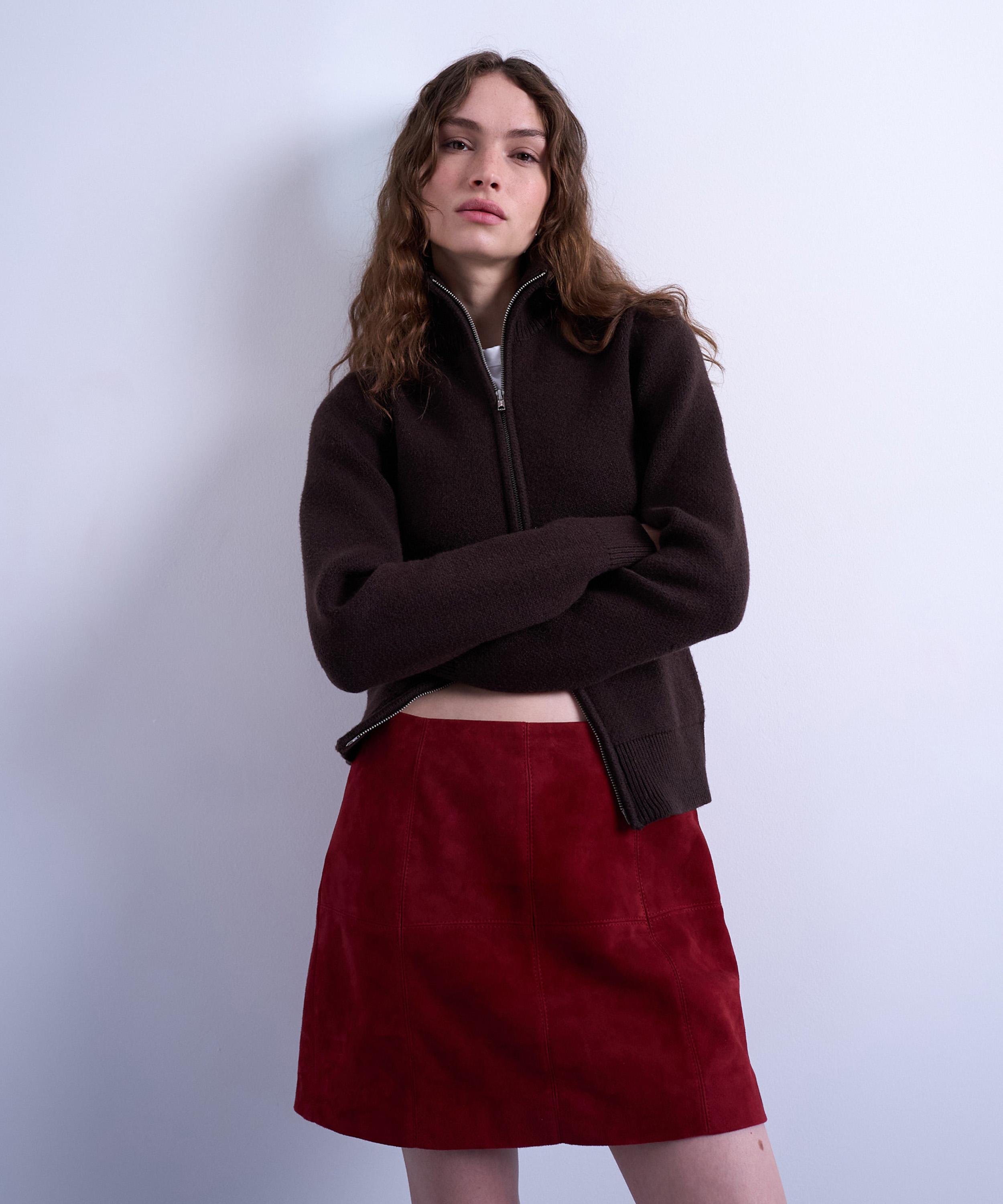 Topshop Women's Burgundy Co-ord Suede Mini Pelmet Skirt In Burgundy