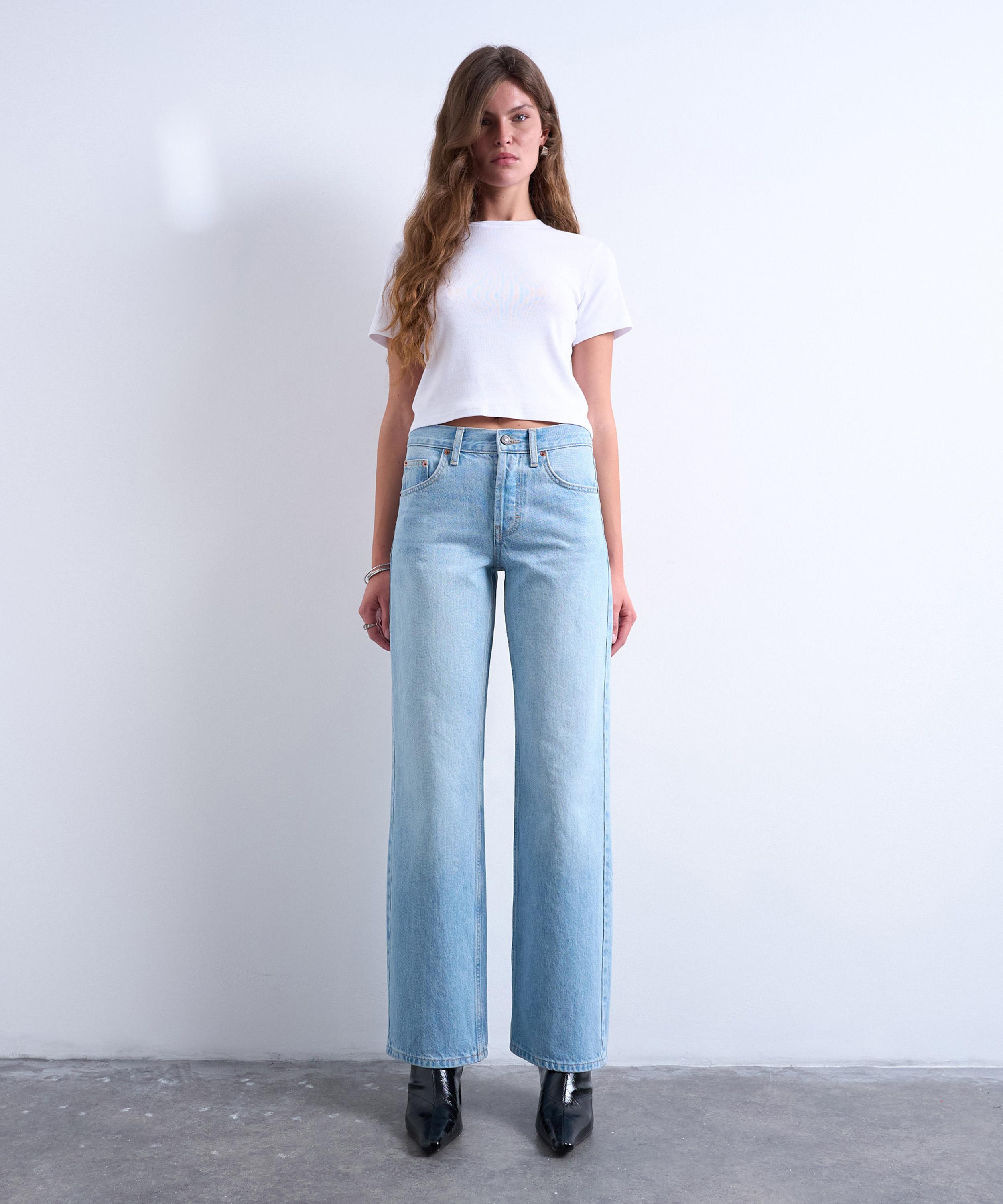 Topshop Women's Bleach Ember Low-rise Wide-leg Jeans In White