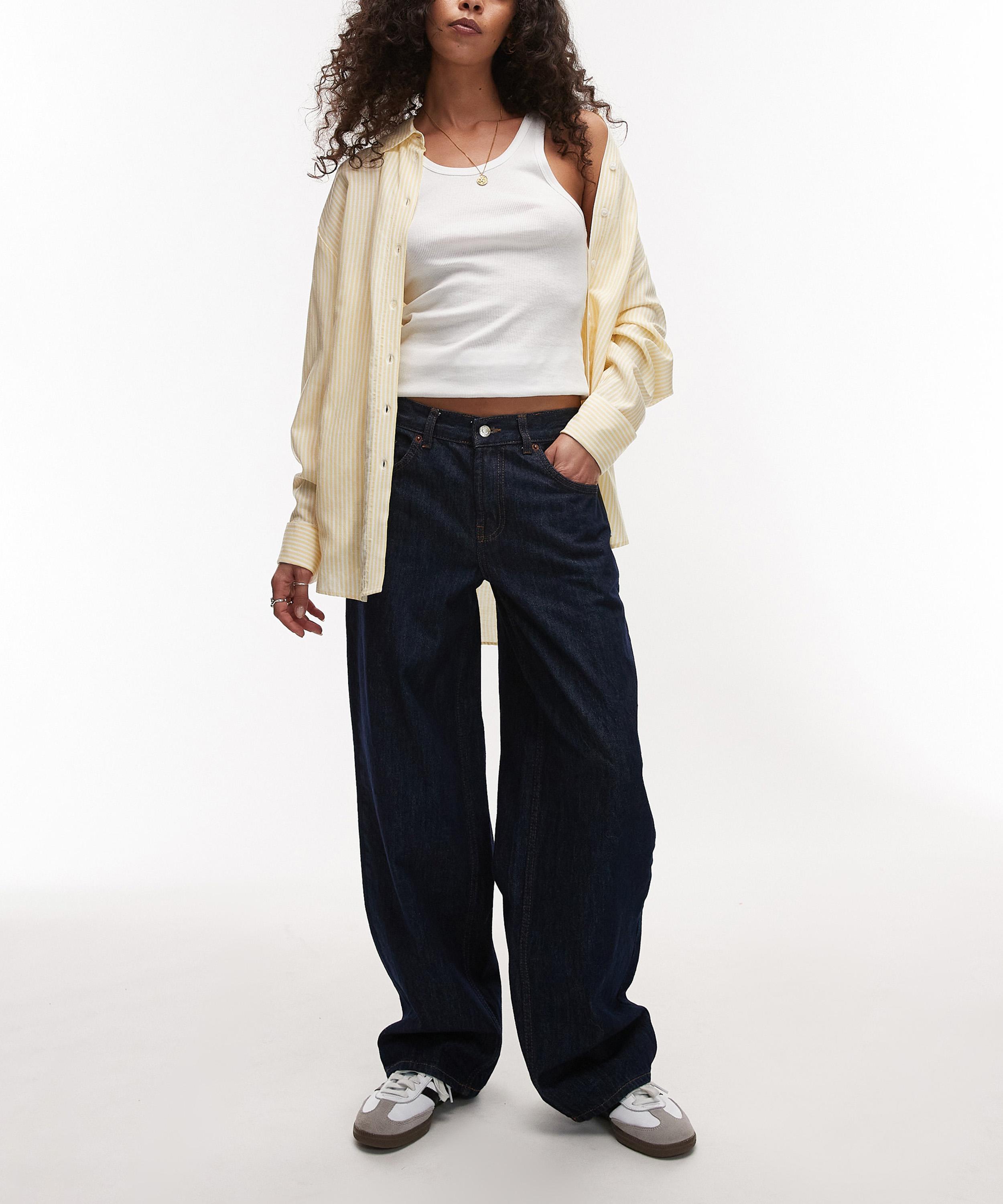 Topshop Women's Raw Indigo Cinch Low-rise Jeans In Multi
