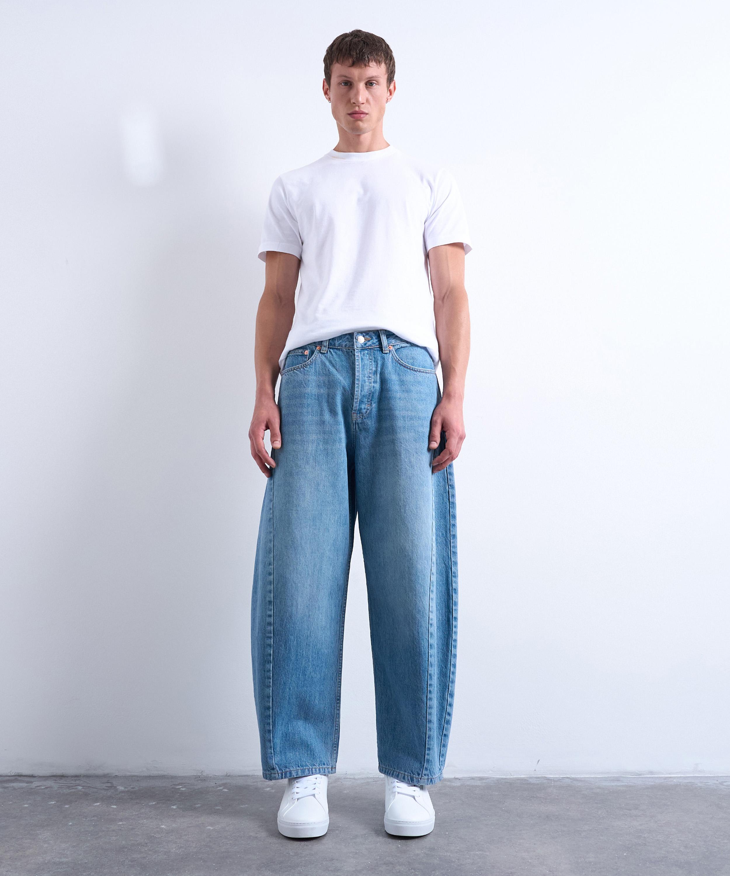 Topman Mens Rigid Barrel Jeans In Blue