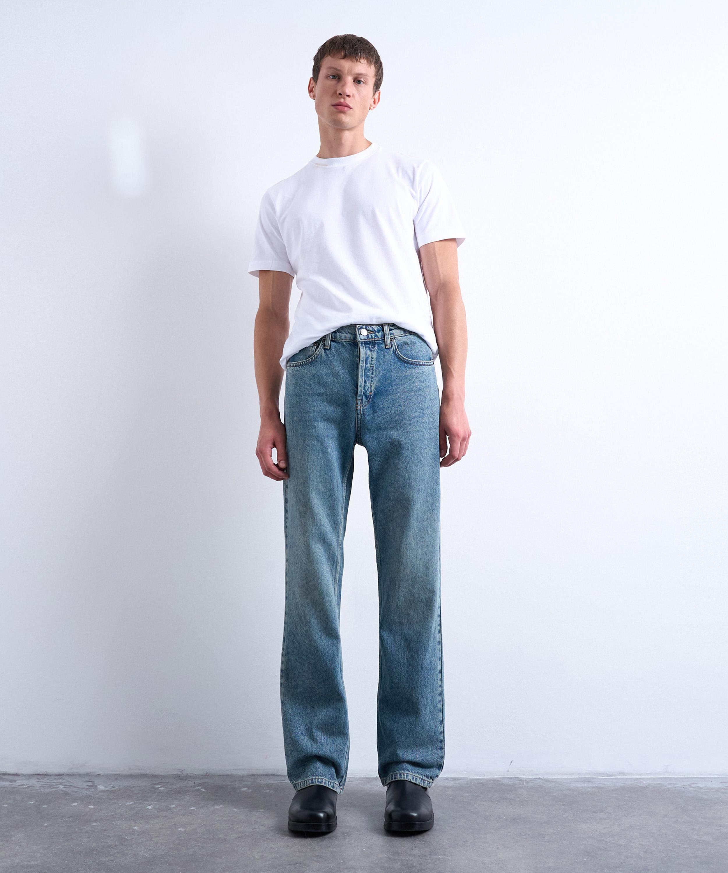 Topman Mens Mid-wash Blue Rigid Flare Jeans