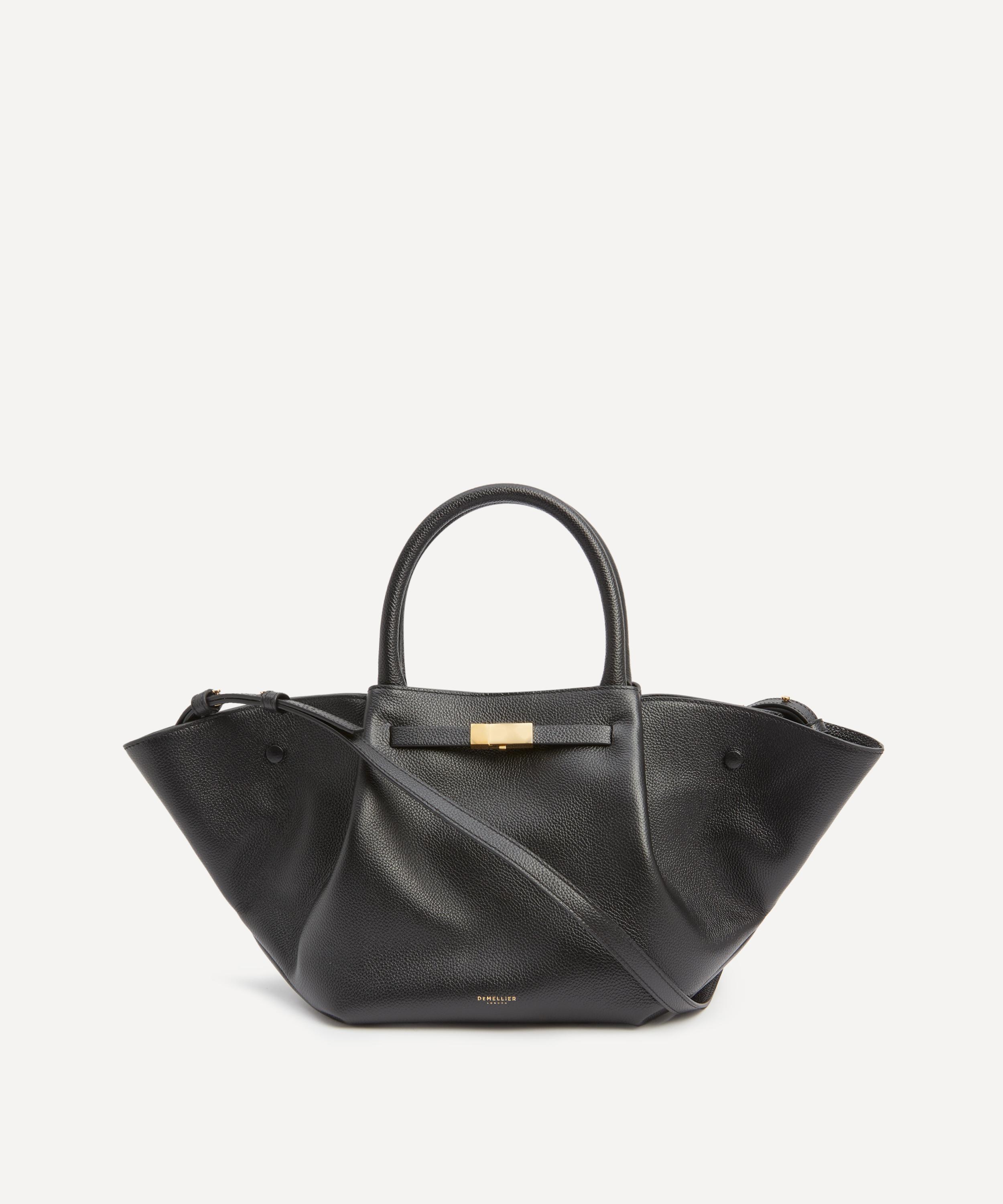 Demellier New York Midi Grained Leather Tote In Black