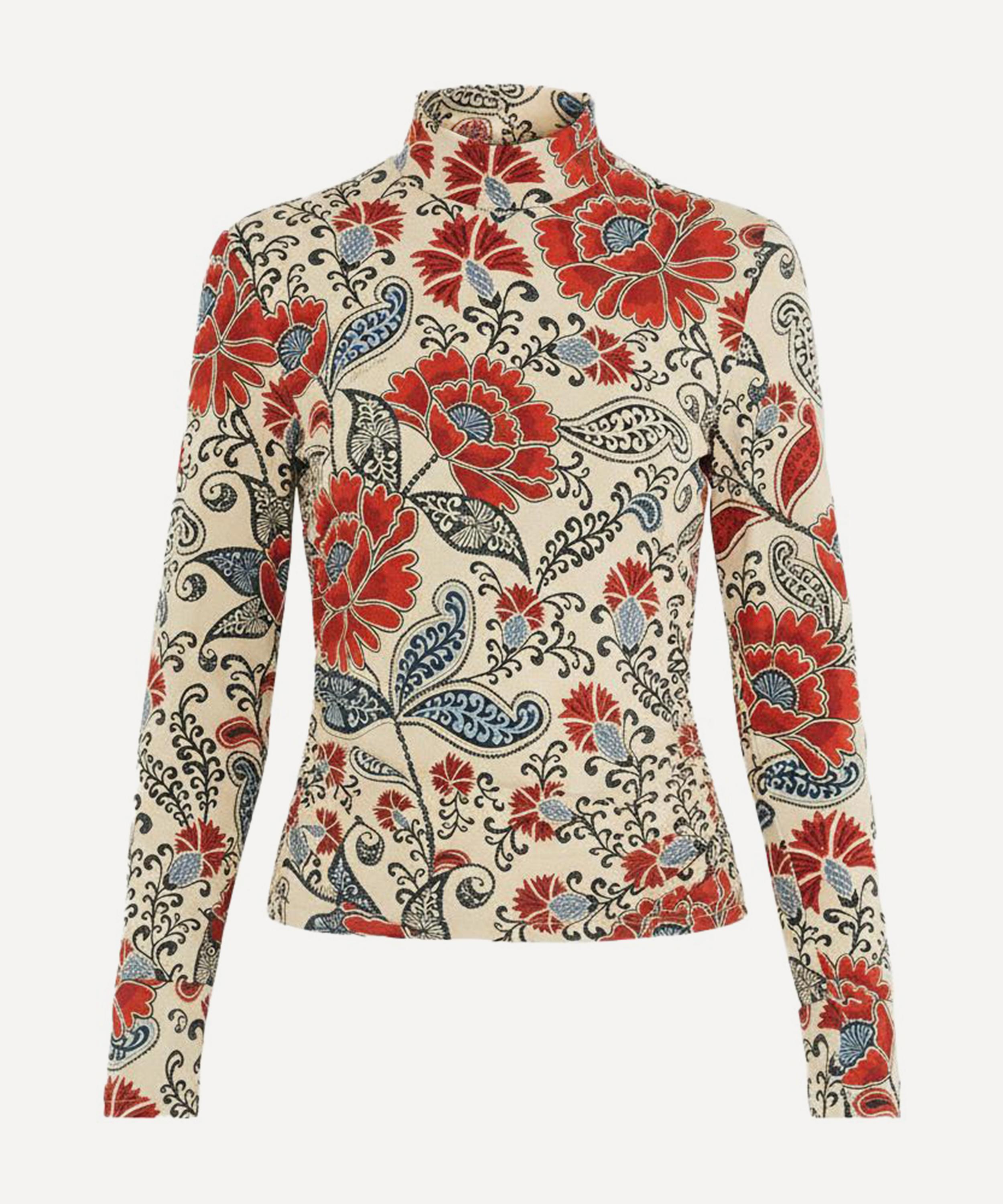 FARM Rio Francesca Sand Jersey Long-Sleeve Blouse