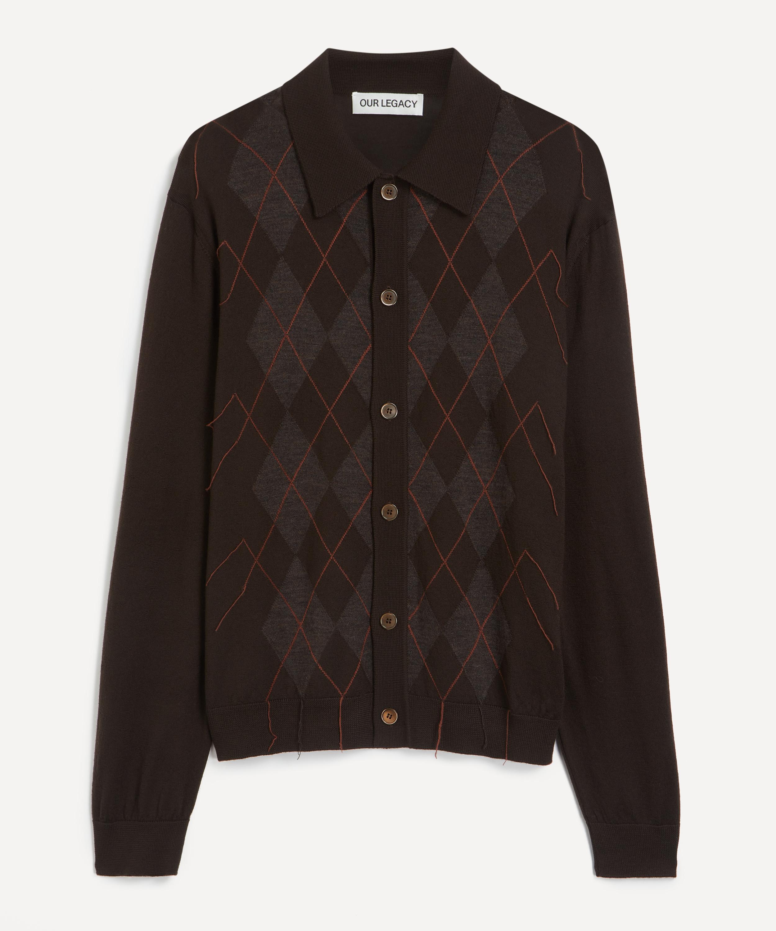 Our Legacy Mens Pub Argyle Evening Diamond-stitch Wool Polo Shirt In Brown