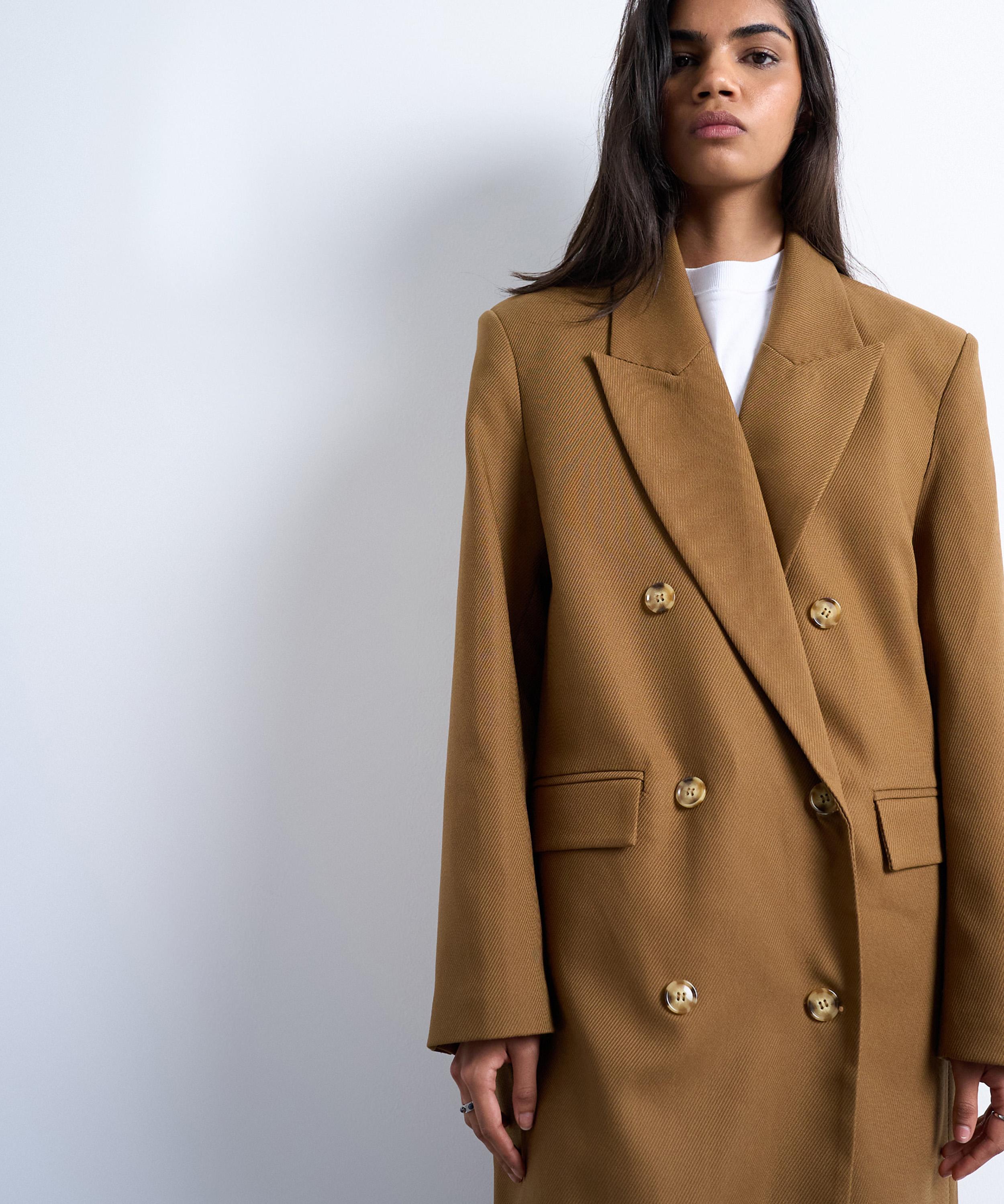 Topshop Women's Tan Chuck-on Tailored Formal Coat In Brown