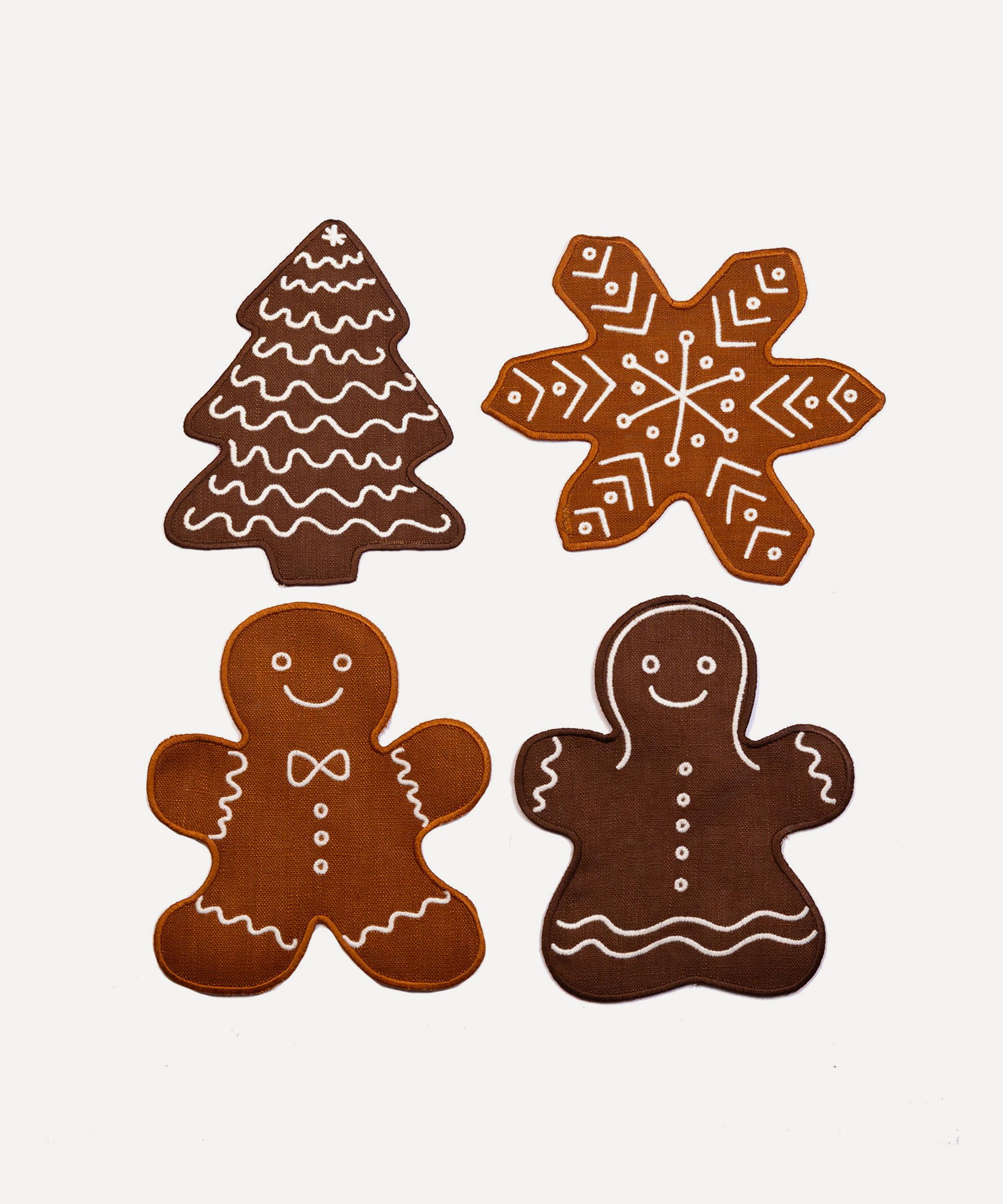 Piecework Gingerbread Cocktail Napkins Set Of 4 In Multi