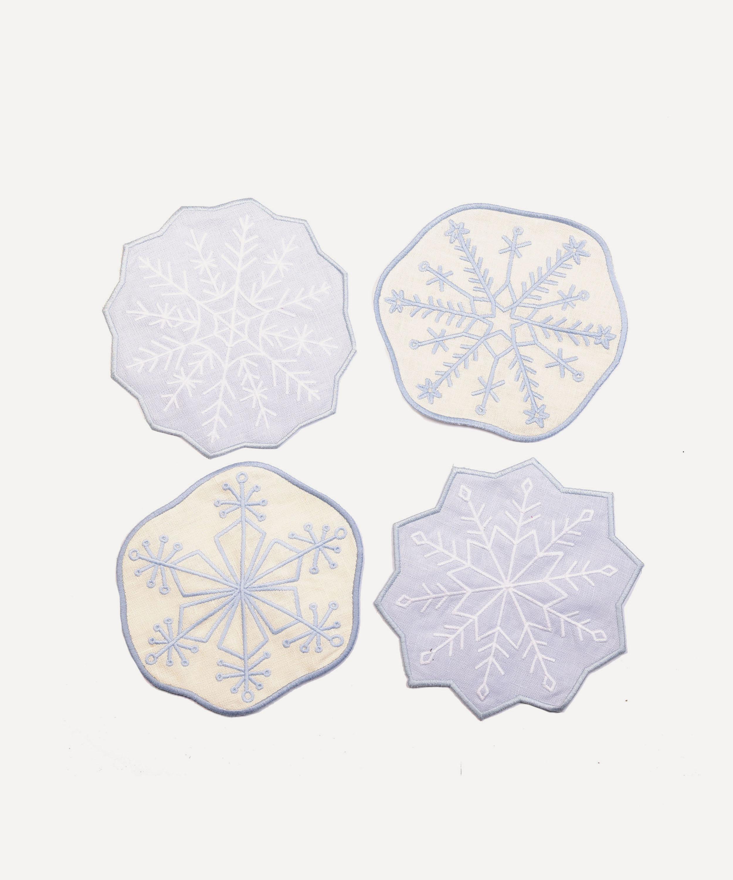 Piecework Snowflakes Cocktail Napkins Set Of 4 In Multi