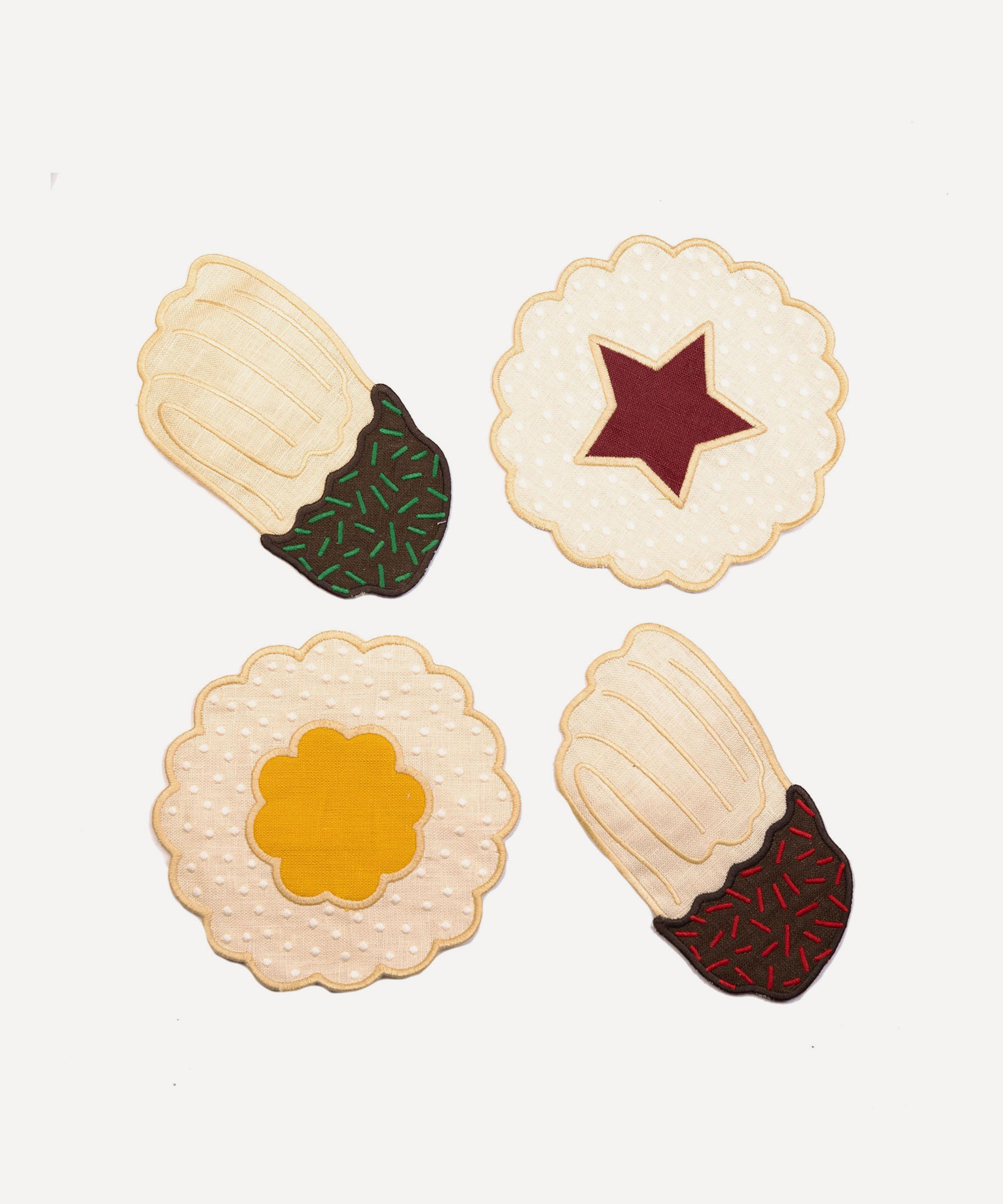 Piecework Holiday Cookies Cocktail Napkins Set Of 4 In Multi