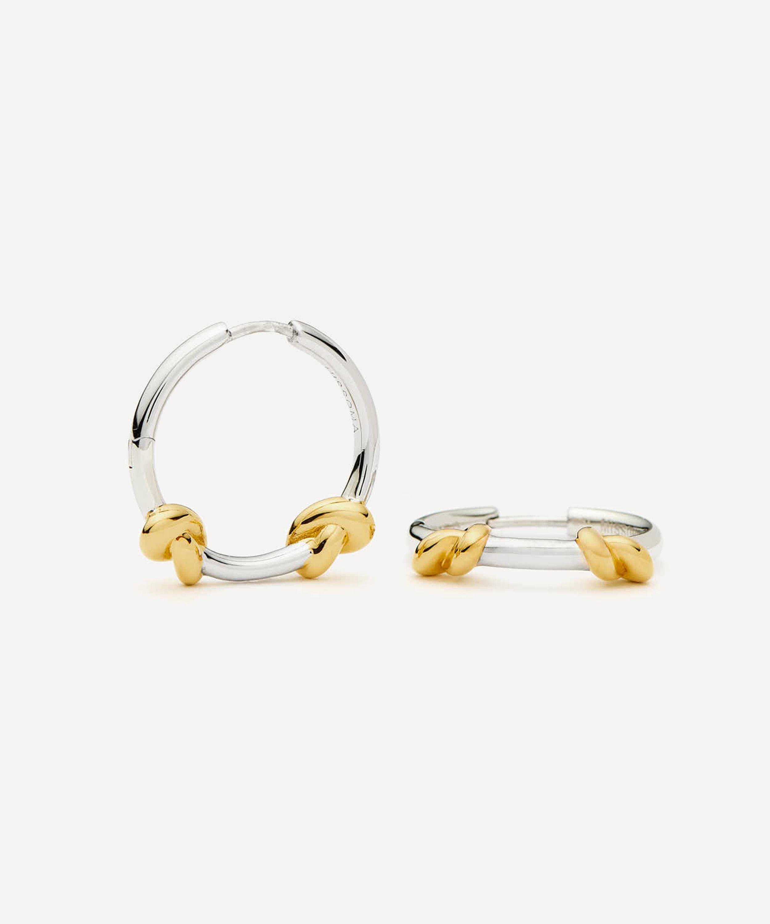 Missoma X Lucy Williams Mixed Metal Knot Small Hoop Earrings In Metallic