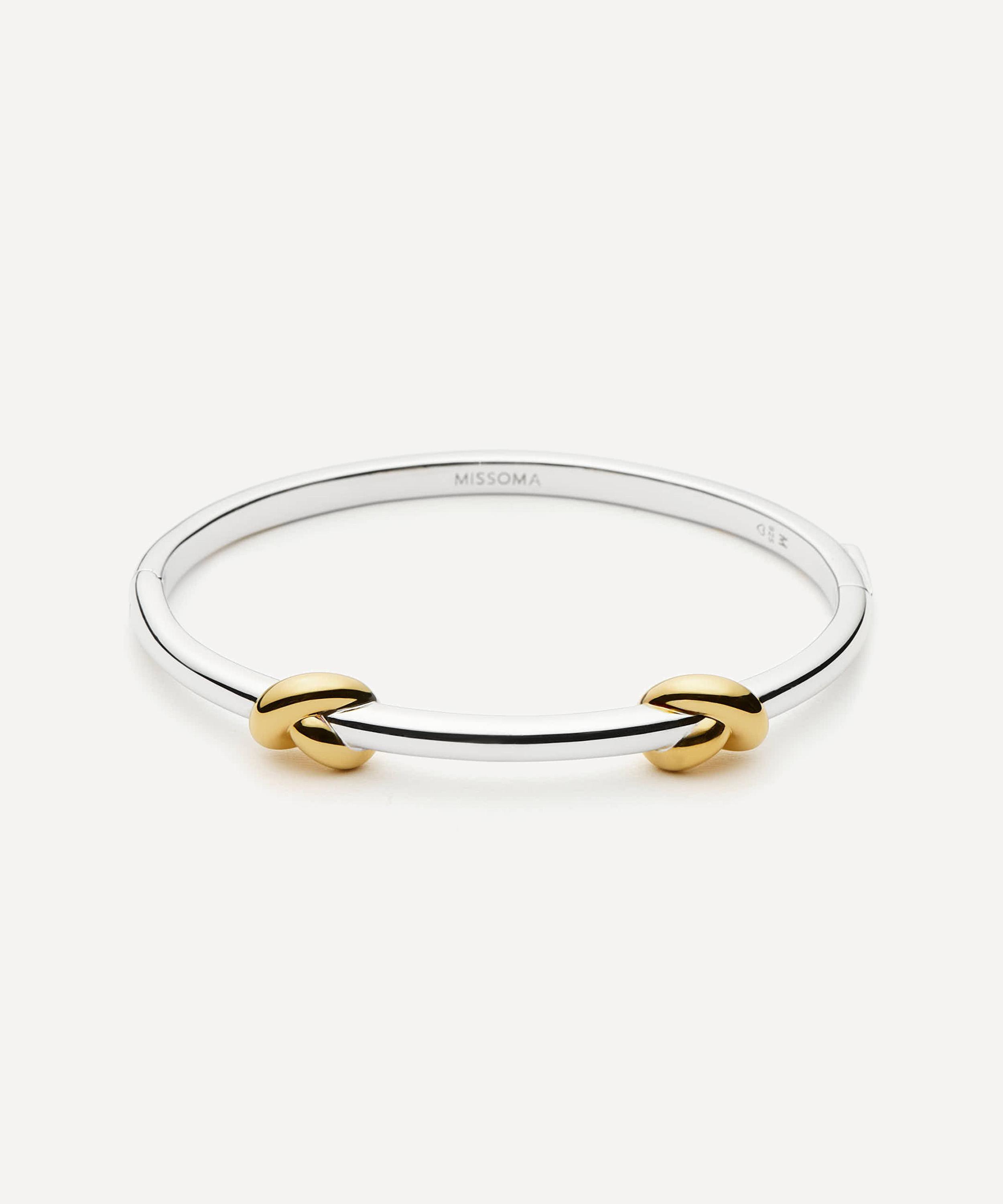 Missoma X Lucy Williams Mixed Metal Knot Hinged Bangle Bracelet In Metallic