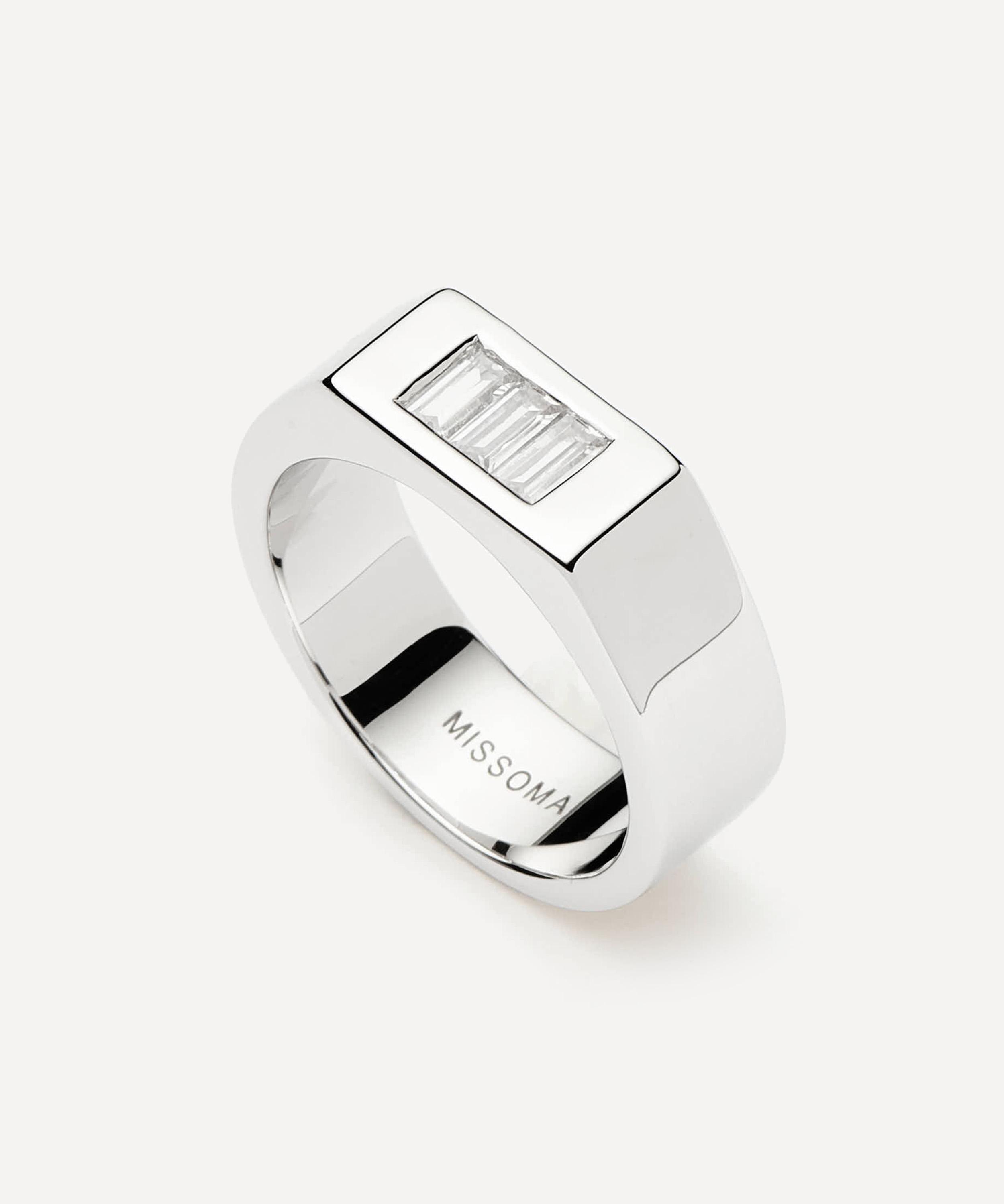Missoma X Lucy Williams Rhodium-plated Triple Stone Chunky Ring In Metallic