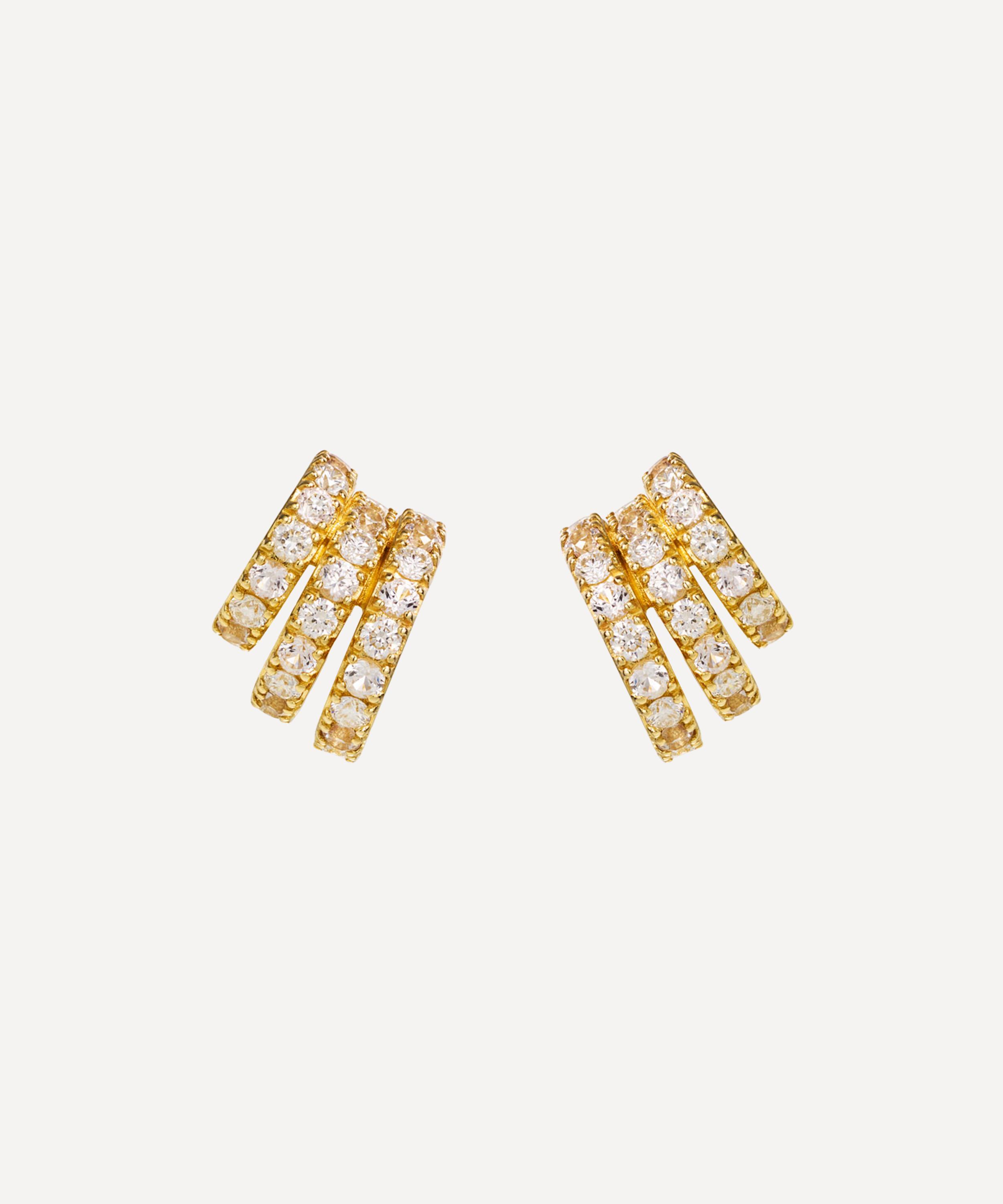 By Pariah 14ct Gold Classic Pave Earrings In Gold