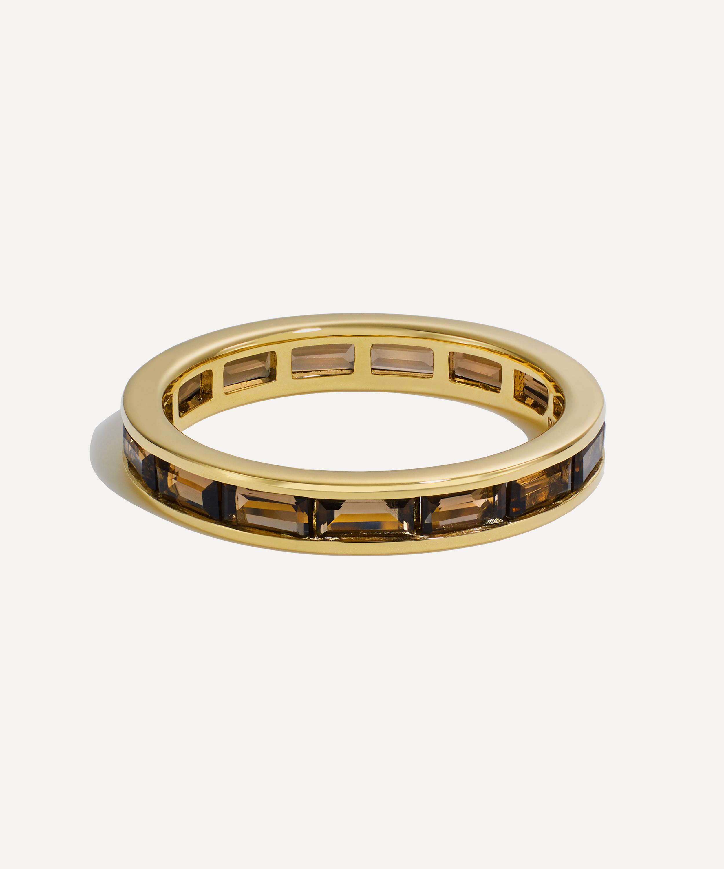 By Pariah 14ct Gold Prism Smoky Quartz Stacking Ring