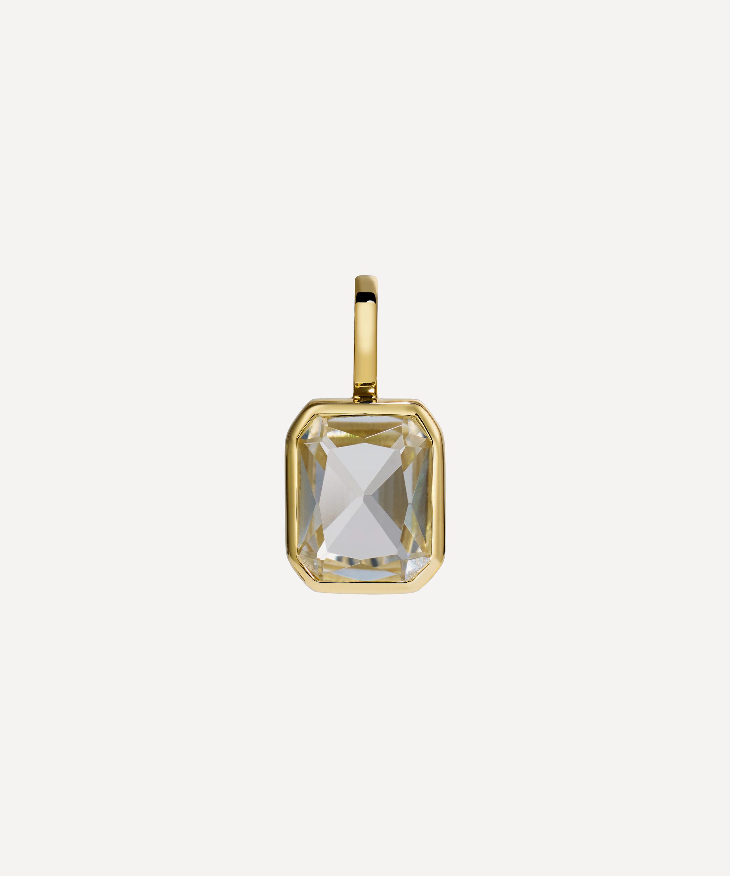 By Pariah Mens 14ct Gold Lumen Octagon White Topaz Pendant In Gold