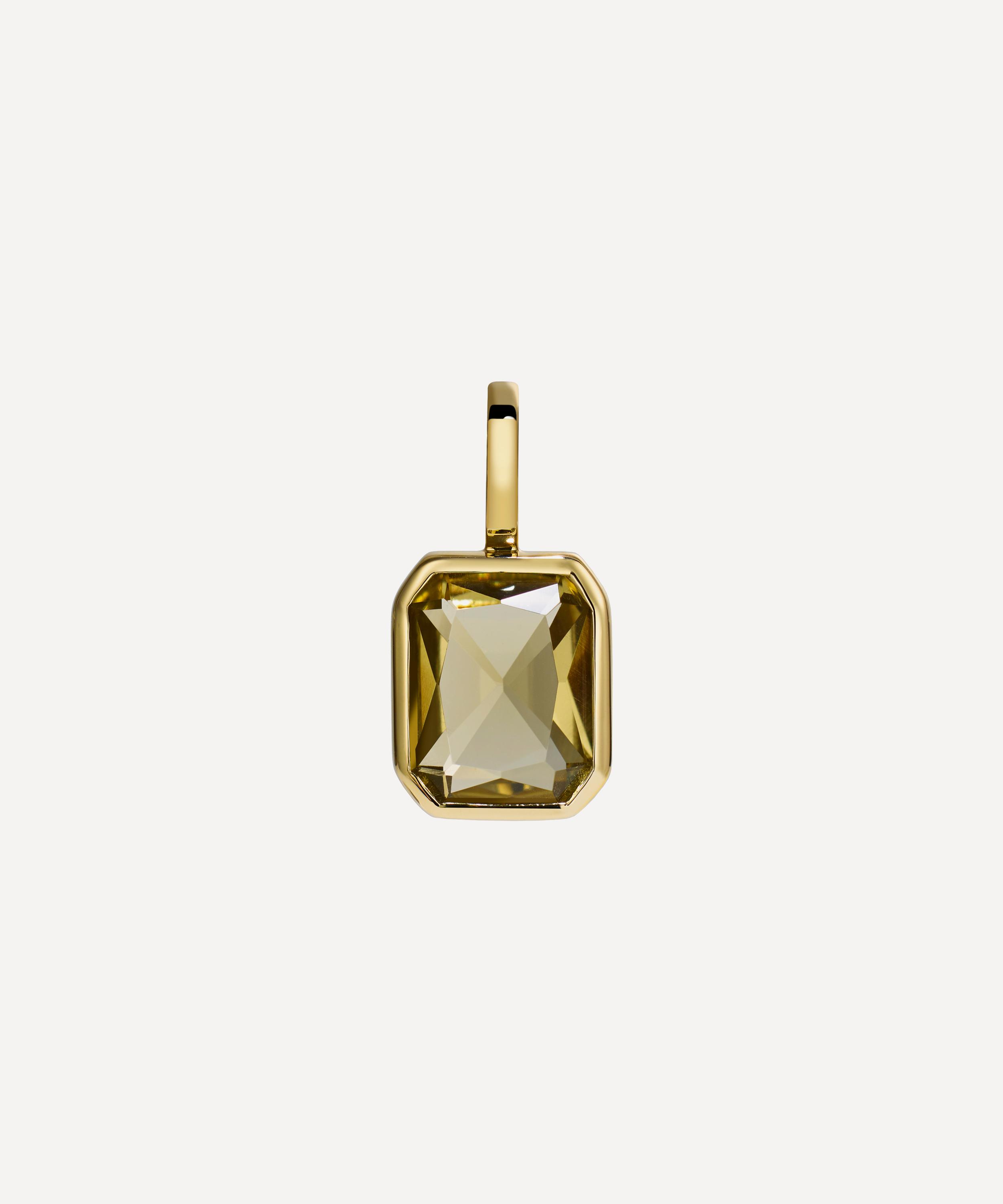 By Pariah Mens 14ct Gold Lumen Octagon Champagne Quartz Pendant In Gold