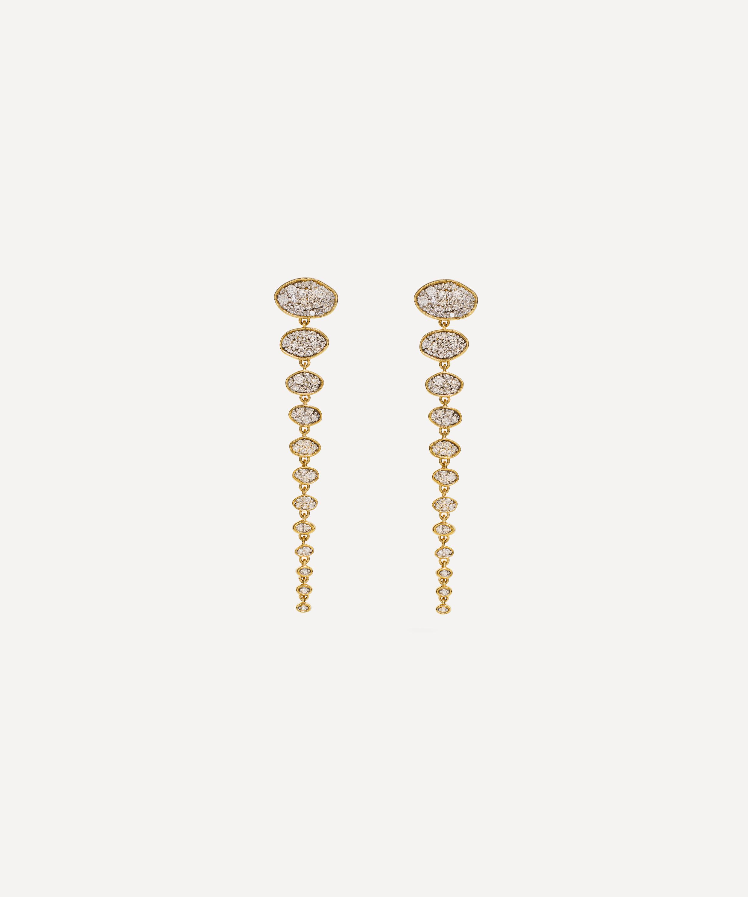 By Pariah 14ct Gold Long Diamond Cluster Drop Earrings In Gold