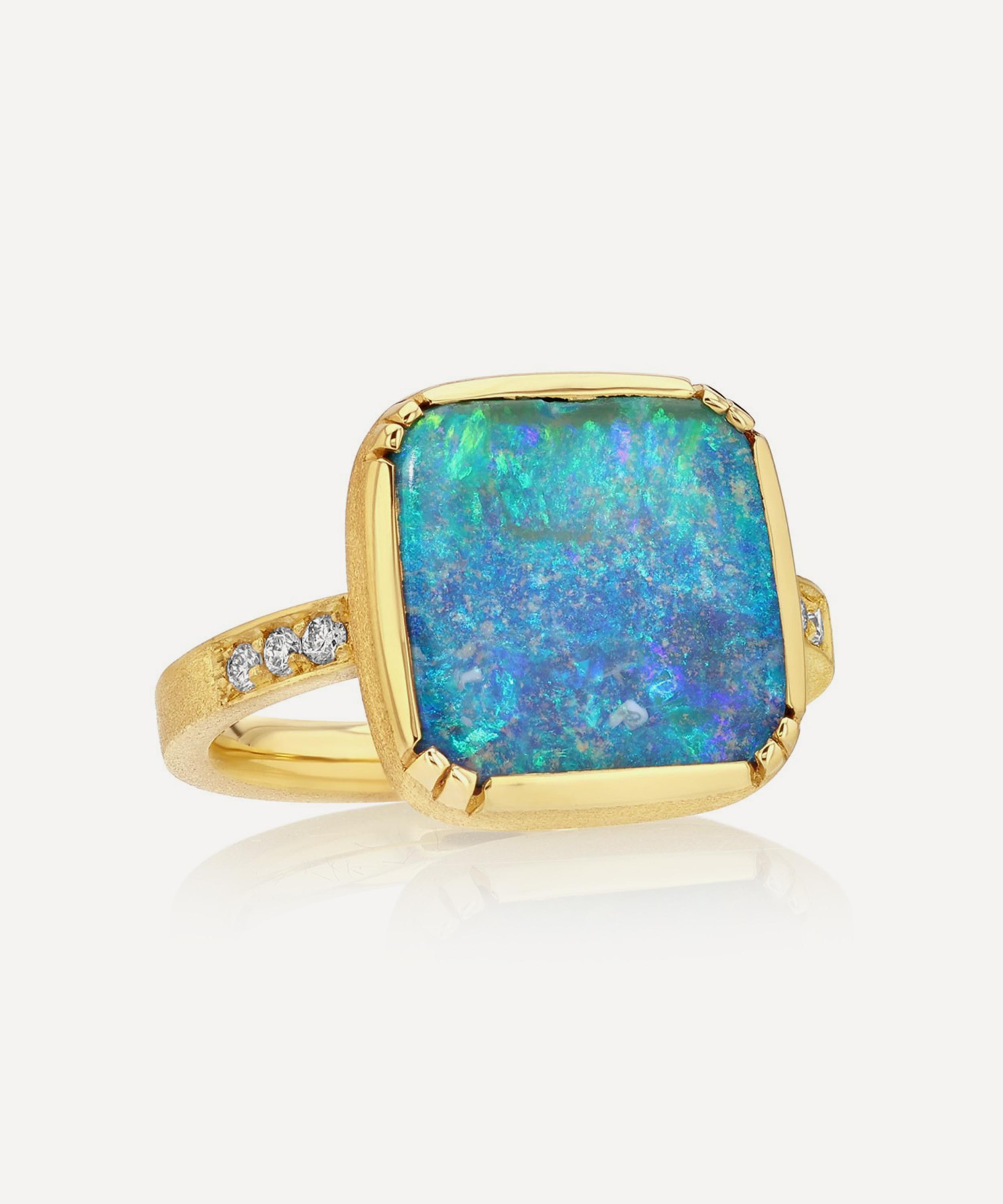 Brooke Gregson 18ct Gold Paraiba Tourmaline Emerald Flower Earrings