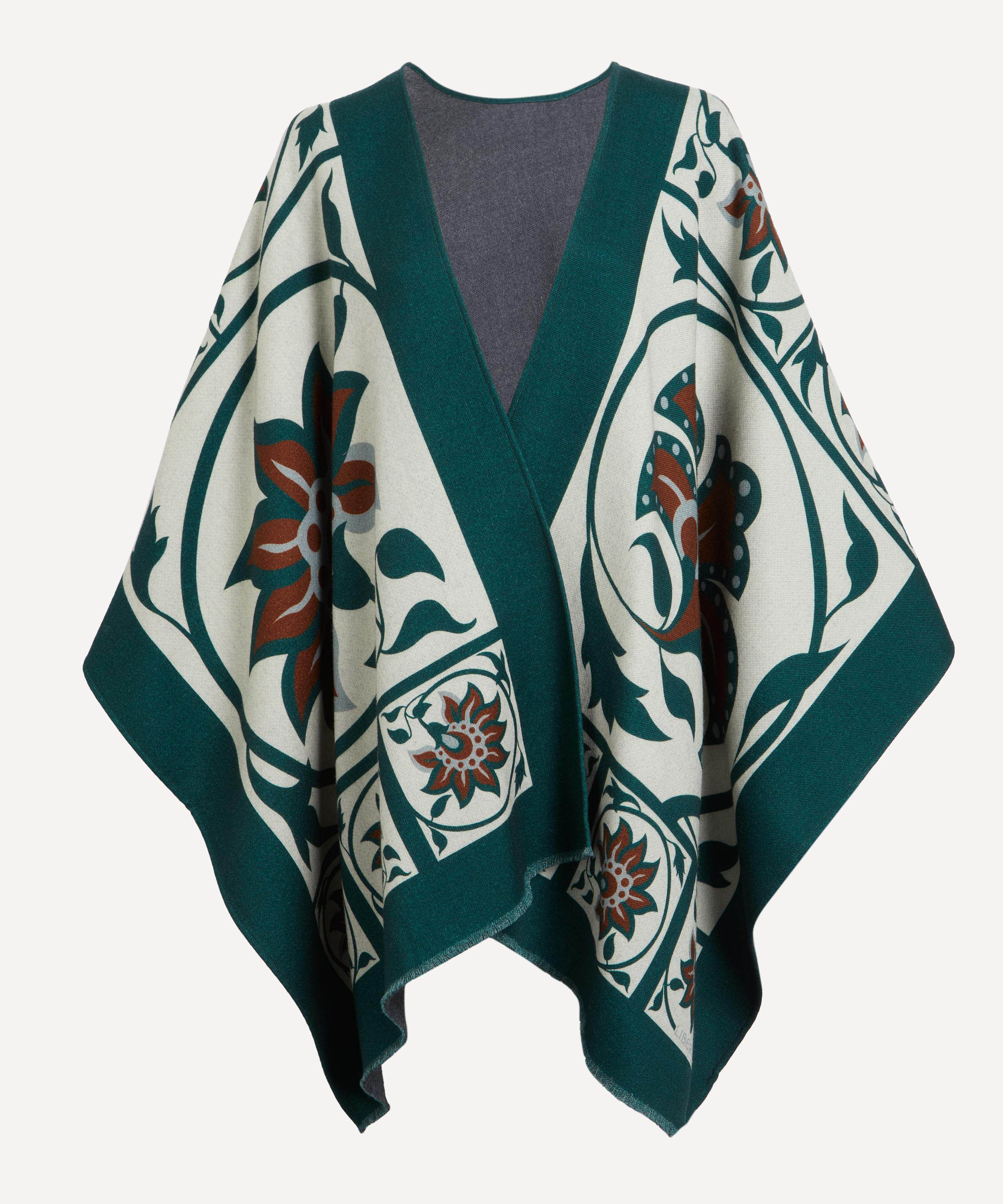 Liberty Women's Tudor Floral 160x140 Wool Cape In Green