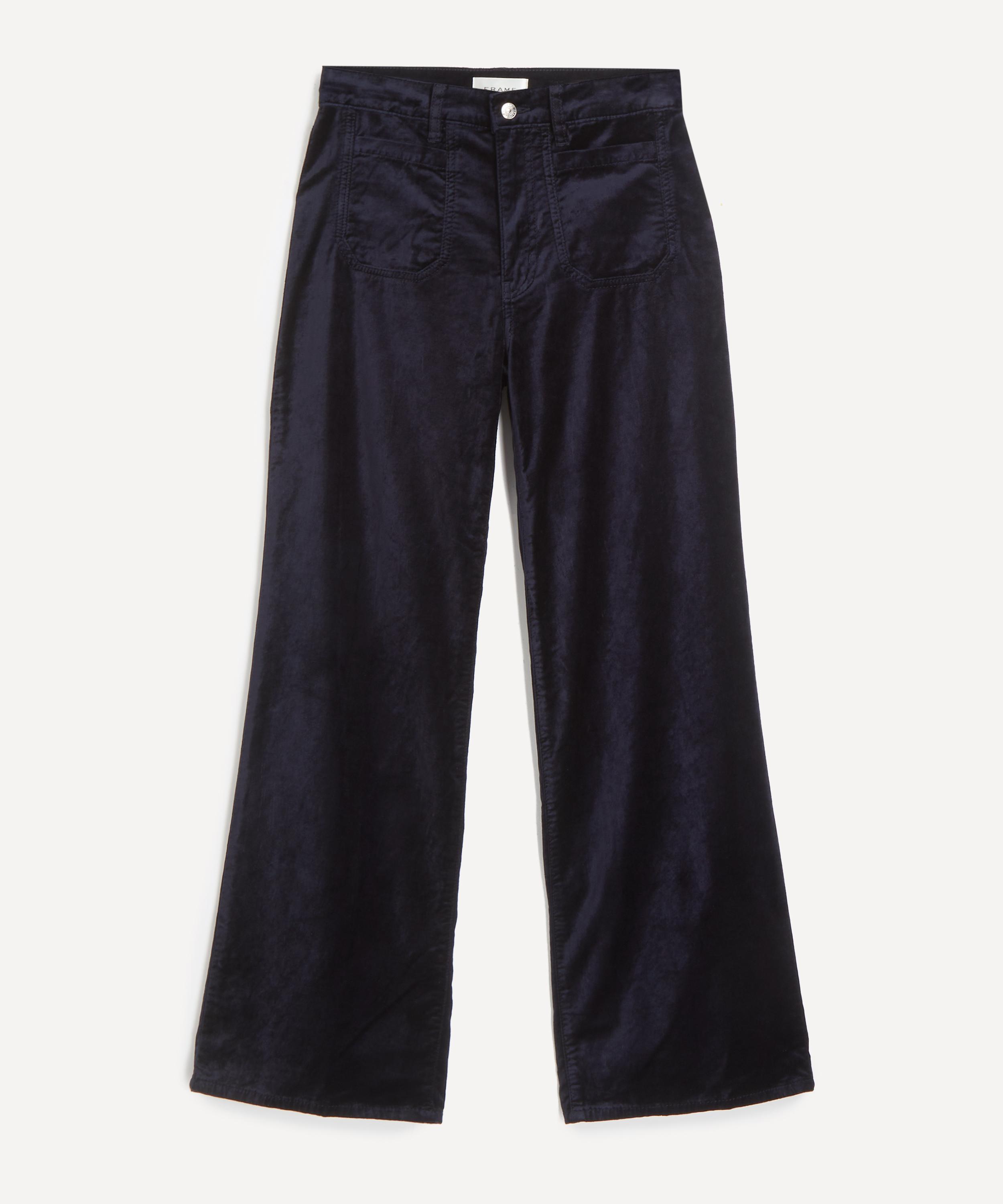 Frame Women's Le Slim Palazzo Modern Pocket Jeans In Navy Velvet In Blue