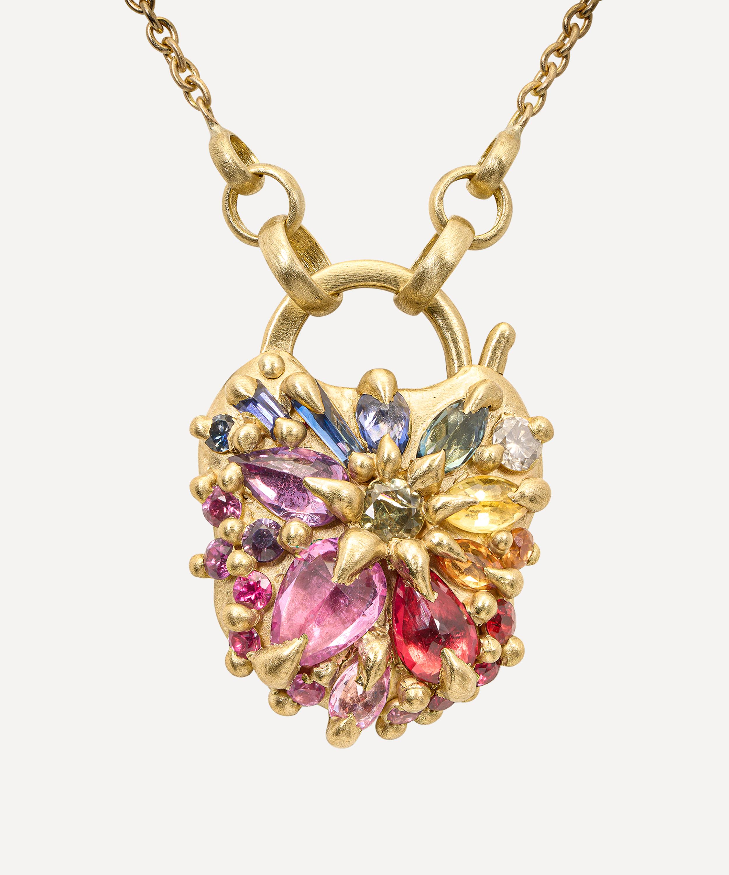 Polly Wales 18ct Gold Rainbow Petite Coeur De Fantasisie Padlock Pendant Necklace In Gold