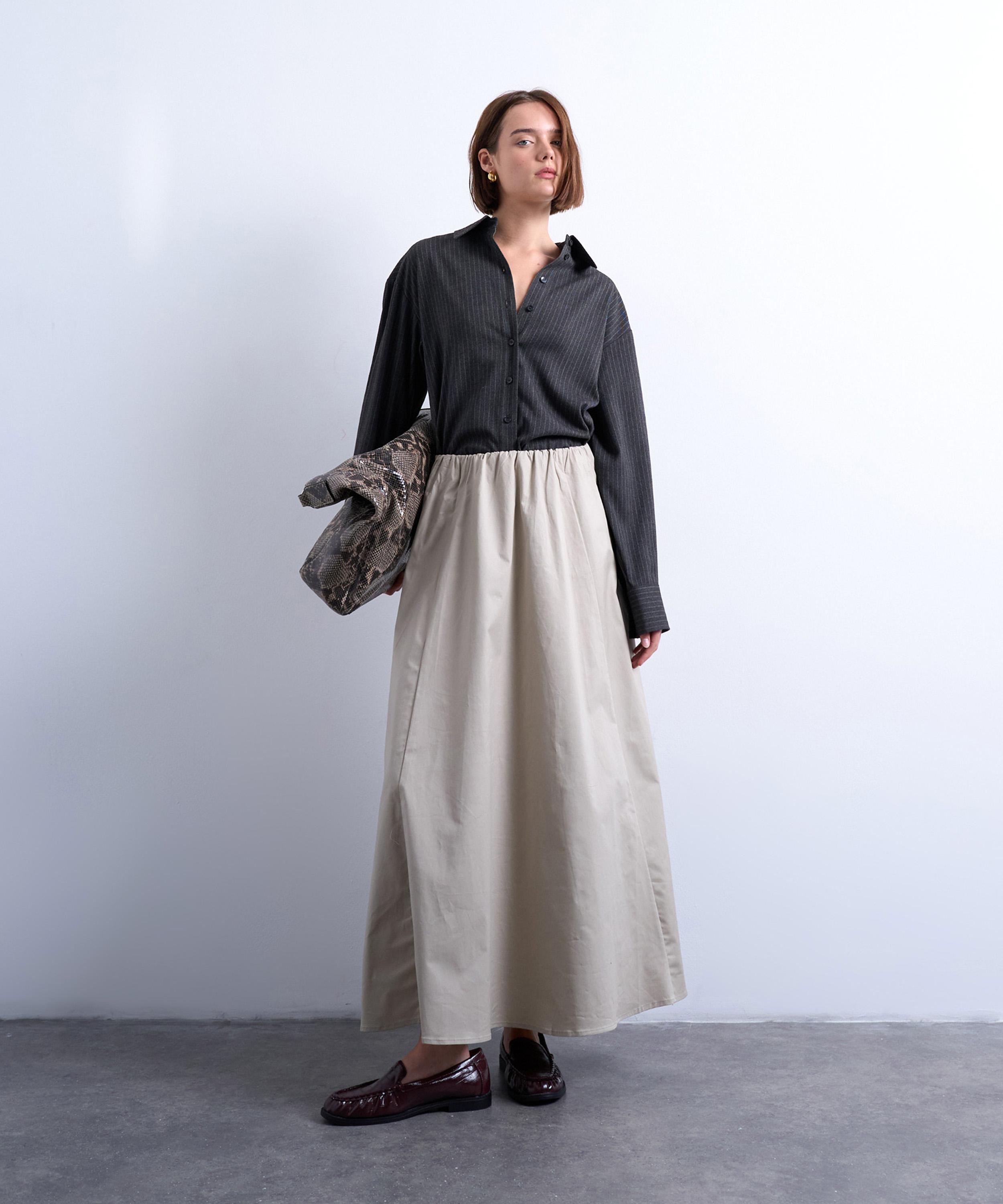 Topshop Women's Taupe Heavy Twill Full Circle Midi Skirt In Neutral