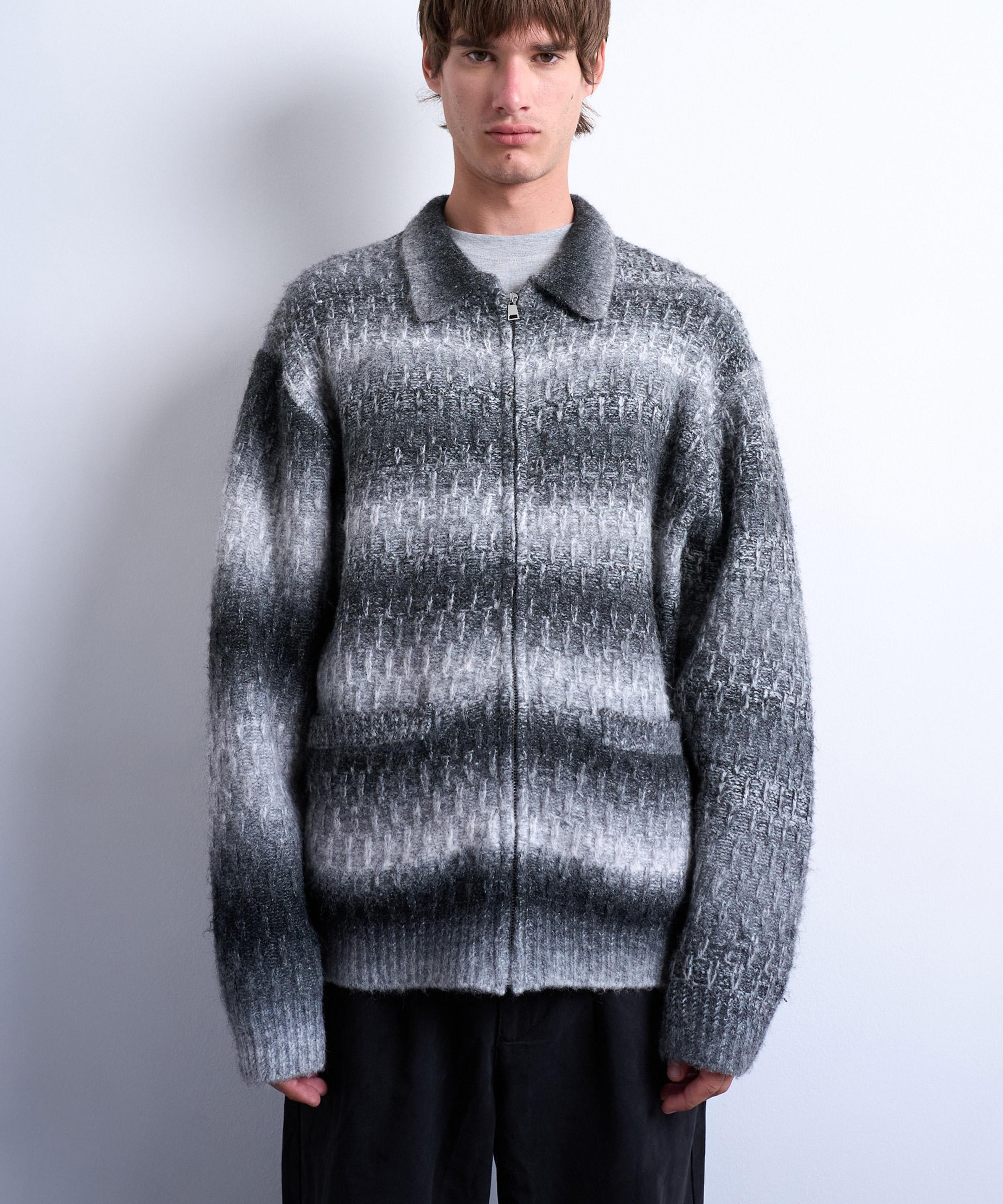 Topman Mens Grey Knitted Blend Zip-through Cardigan In Gray