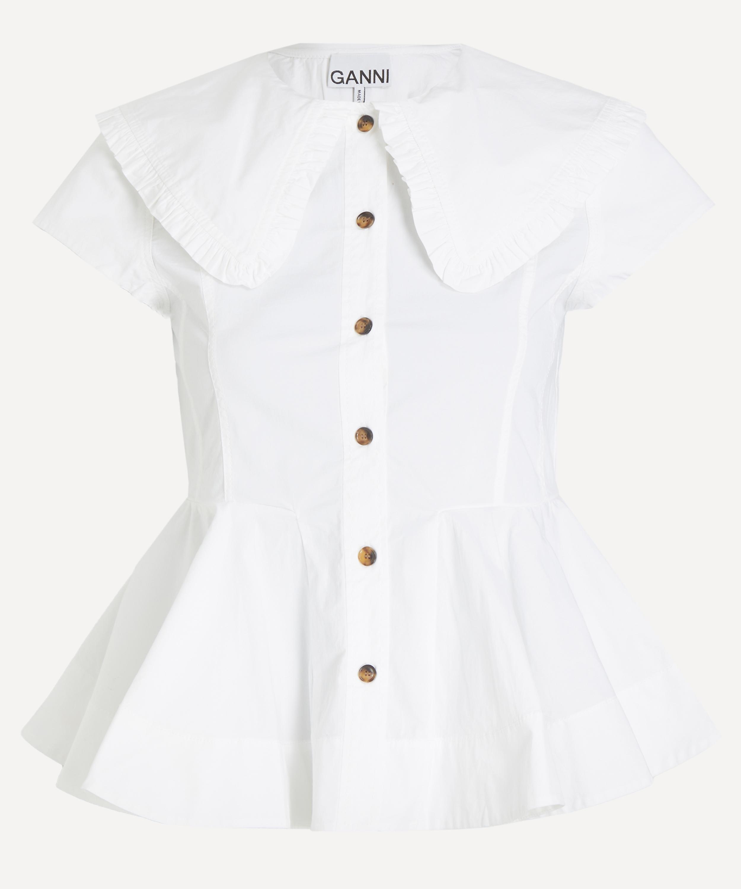 Ganni White Regular Solid Shirt In White