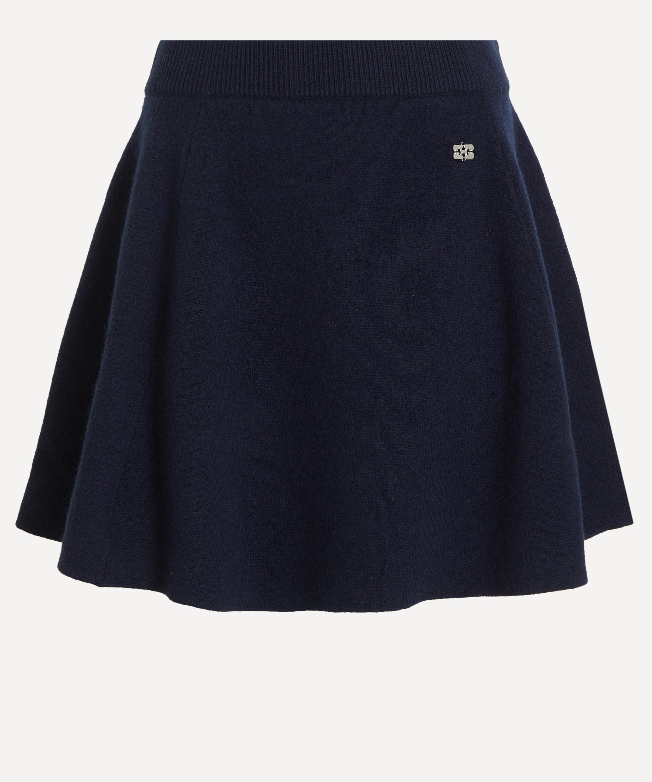 Ganni Women's Navy Wool-cashmere Mini Skirt In Blue