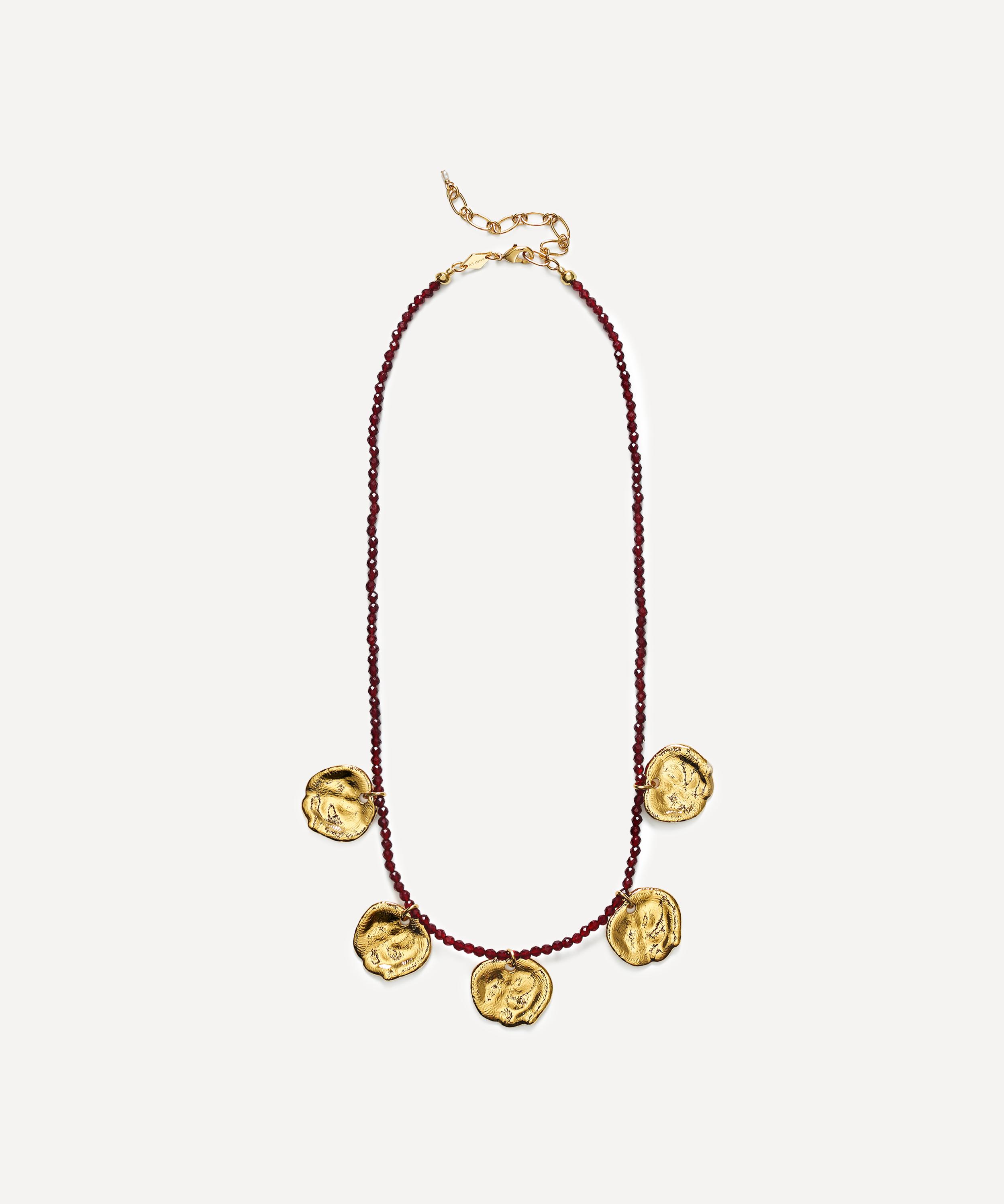 Anni Lu 18ct Gold-plated Dream Catcher Coin Pendant Beaded Necklace In Red