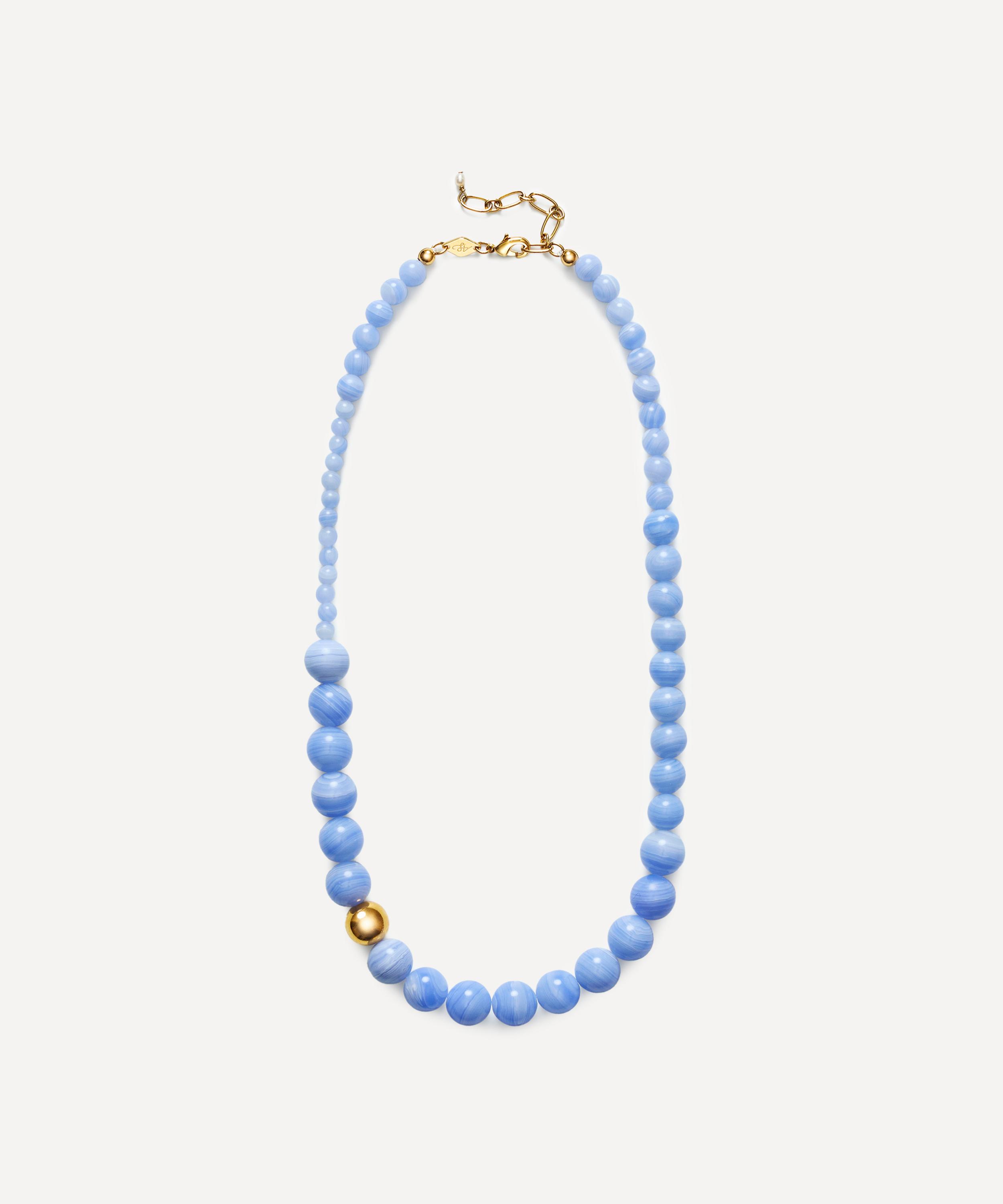 Anni Lu 18ct Gold-plated Float Beaded Necklace In Blue