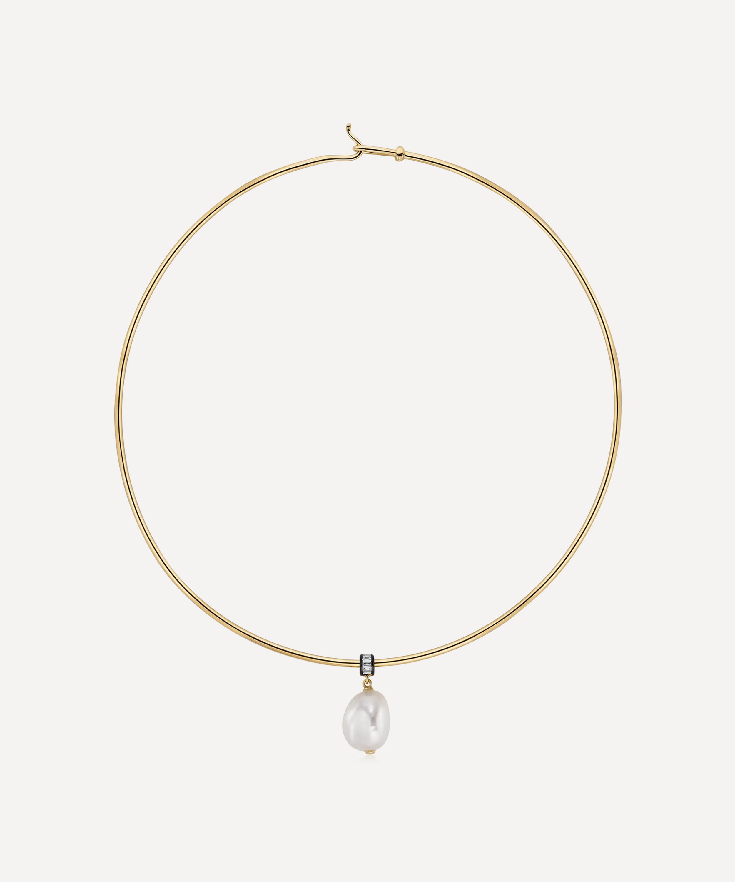 Laura Vann 18ct Gold-plated Blythe Pearl Torque Choker Necklace In Gold