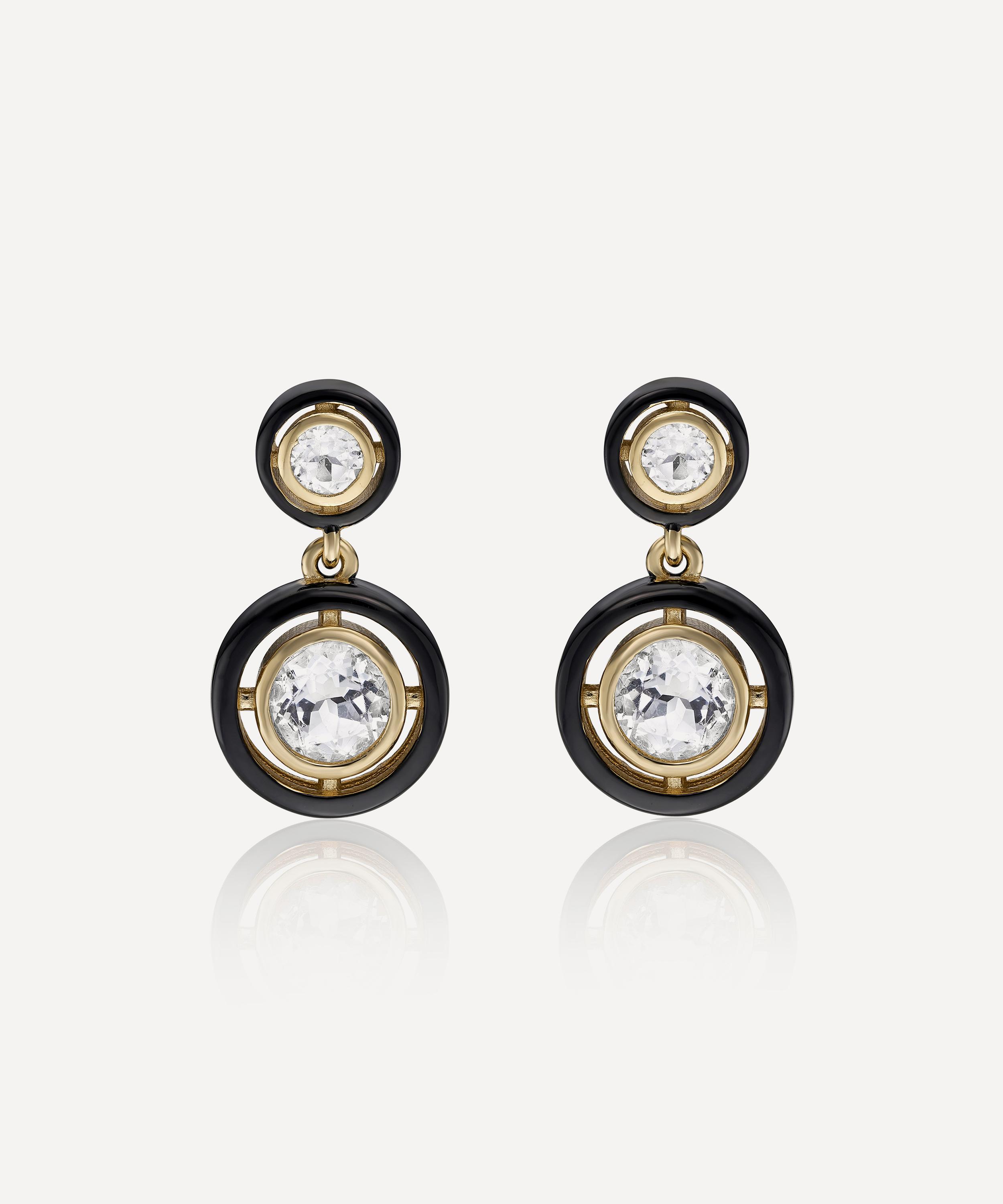 Laura Vann 14ct Gold-plated Vermeil Silver Sacha Drop Earrings In Black