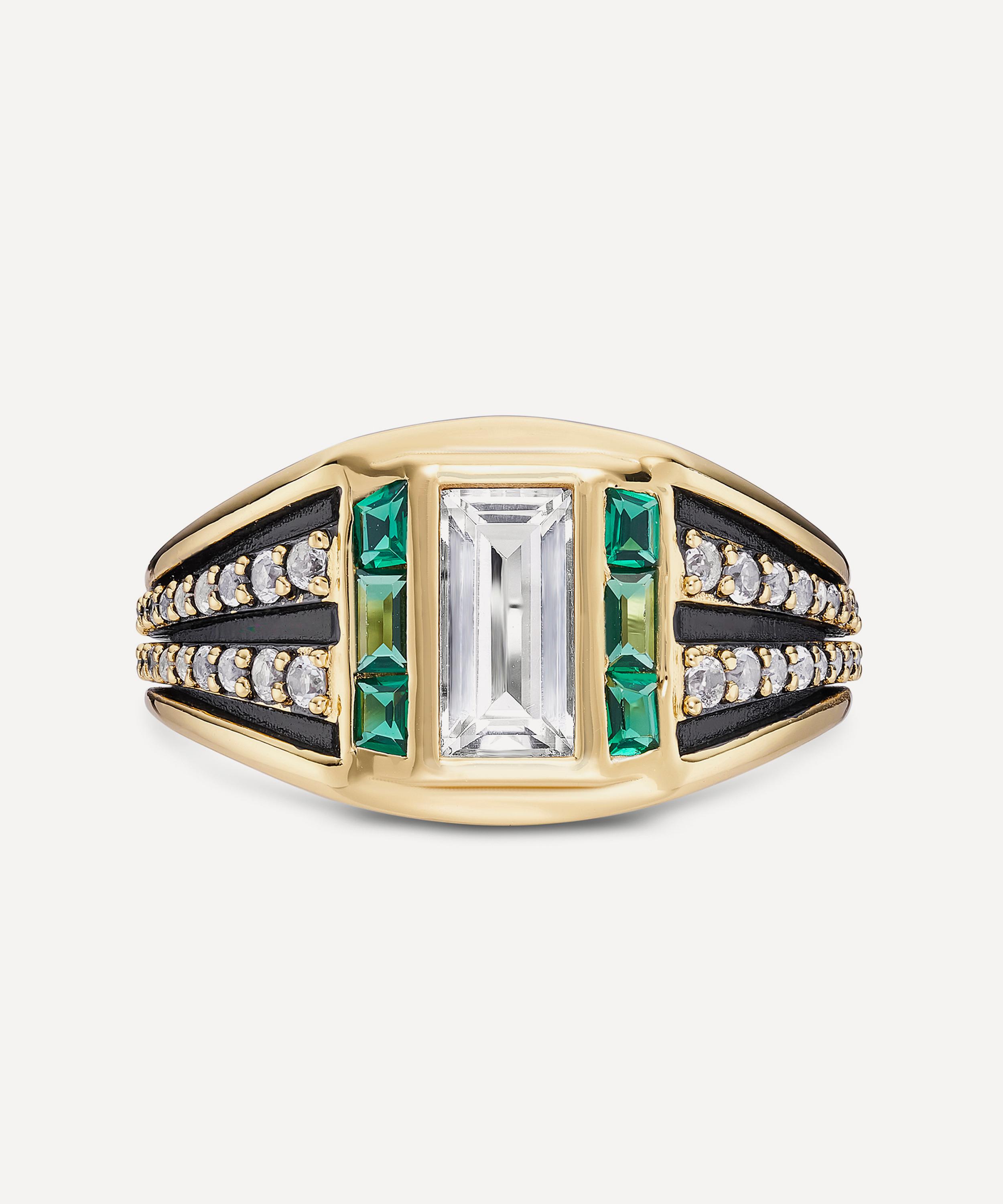 Laura Vann 14ct Gold-plated Vermeil Silver Freya Ring In Multi