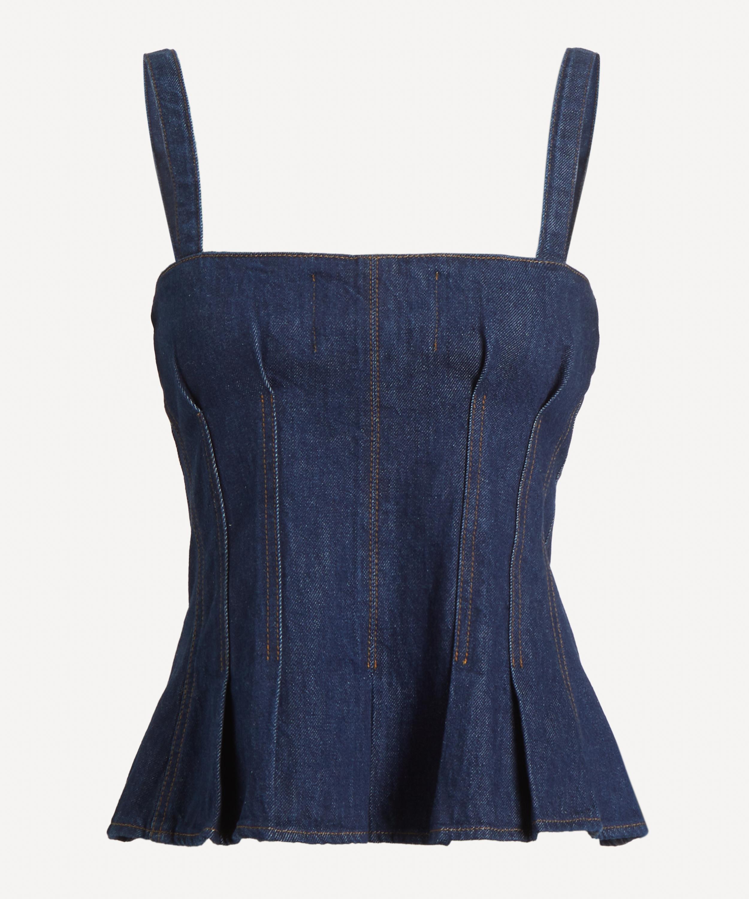Dala Women's Denim Strip Corset In Blue