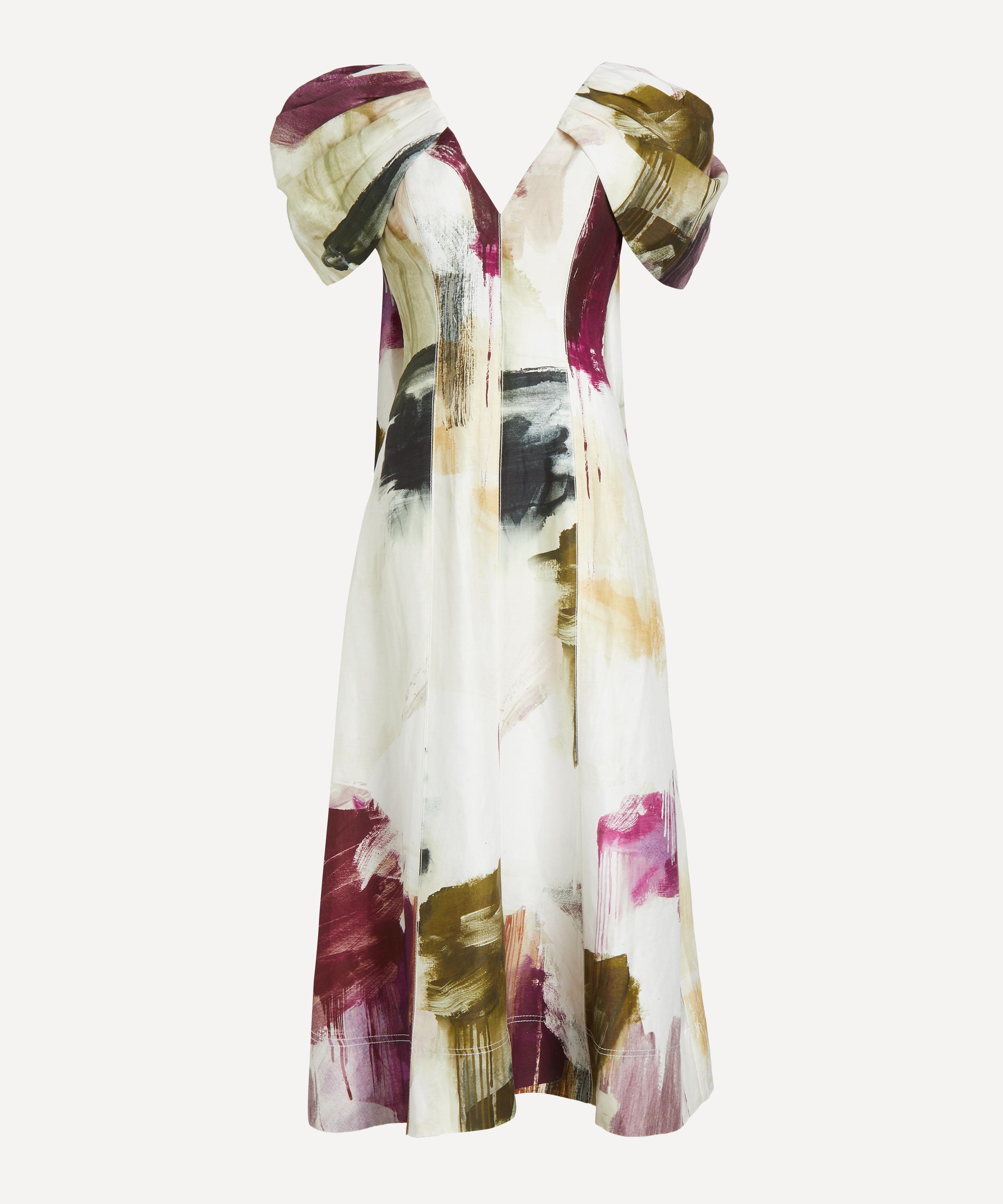 Aje Bisou Printed Woven Midi Dress In Multi