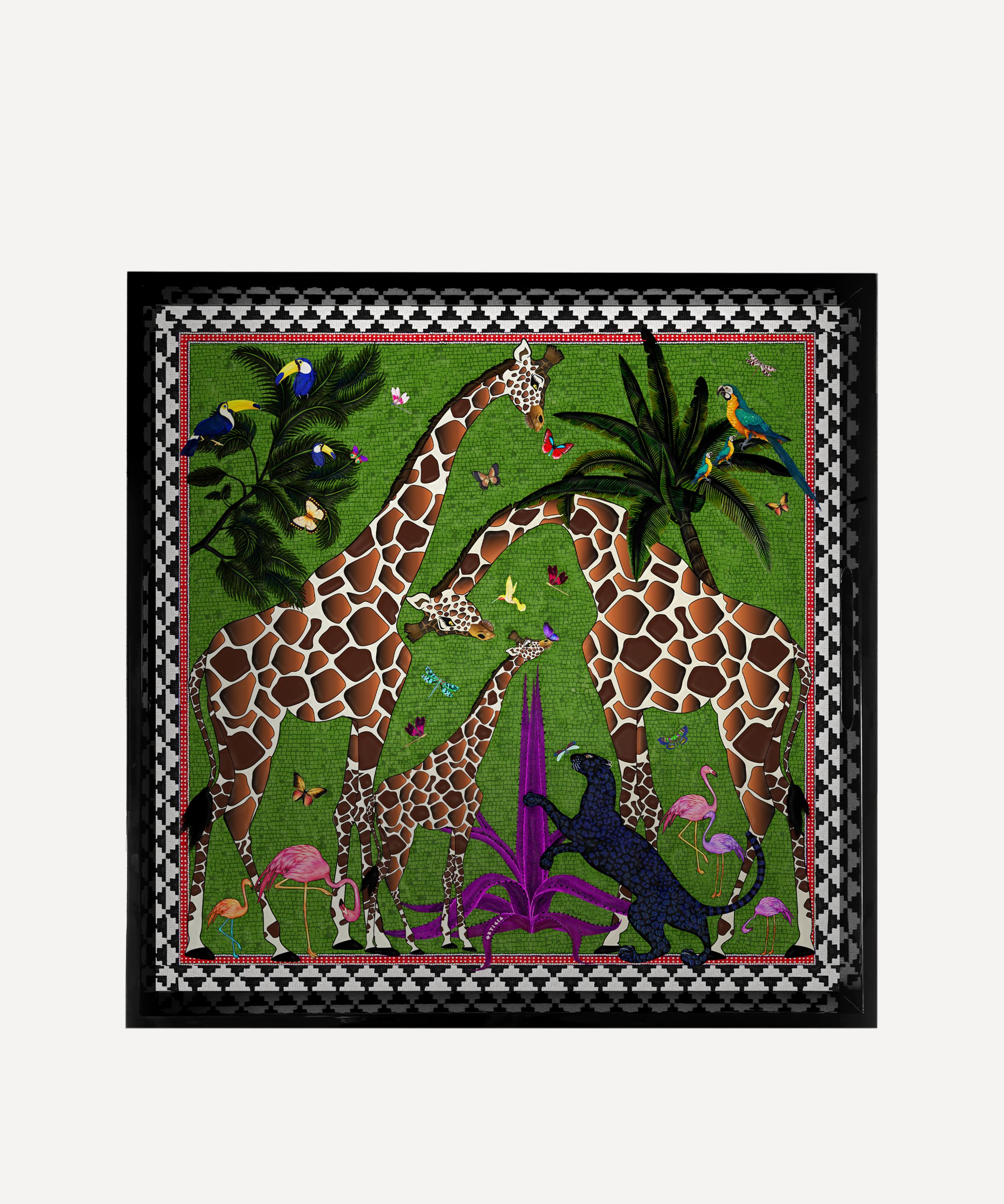 Ortigia Giraffe Square Tray In Animal Print