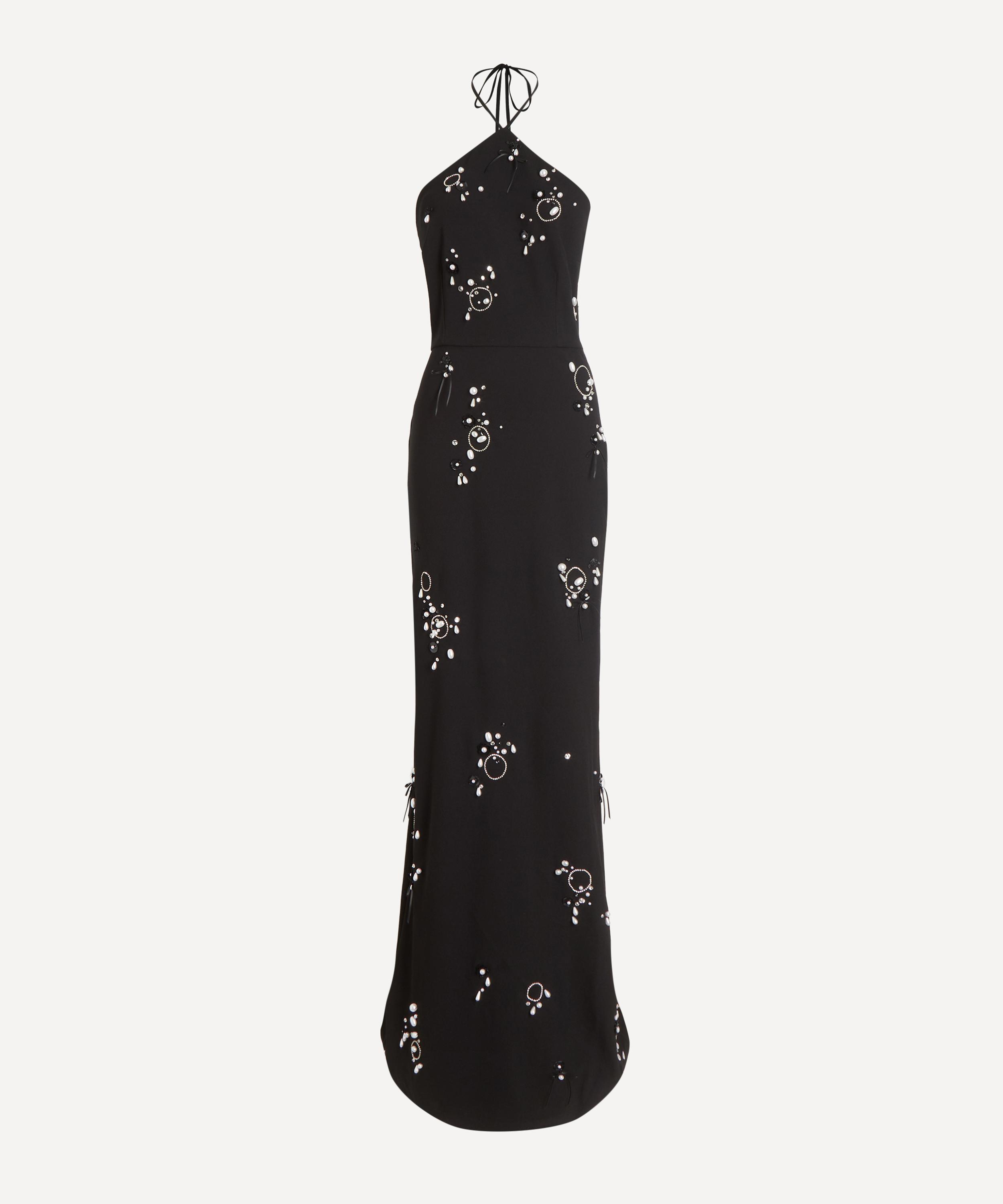 Bernadette Jolene Embellished Stretch-crepe Halterneck Gown In Black