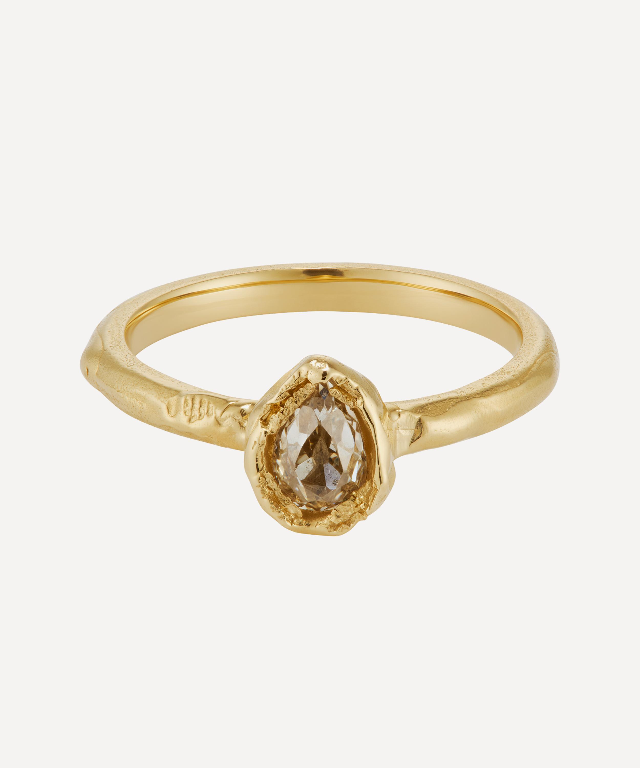 Ellis Mhairi Cameron 14ct Gold X Old Cut Pear Diamond Engagement Ring In Gold