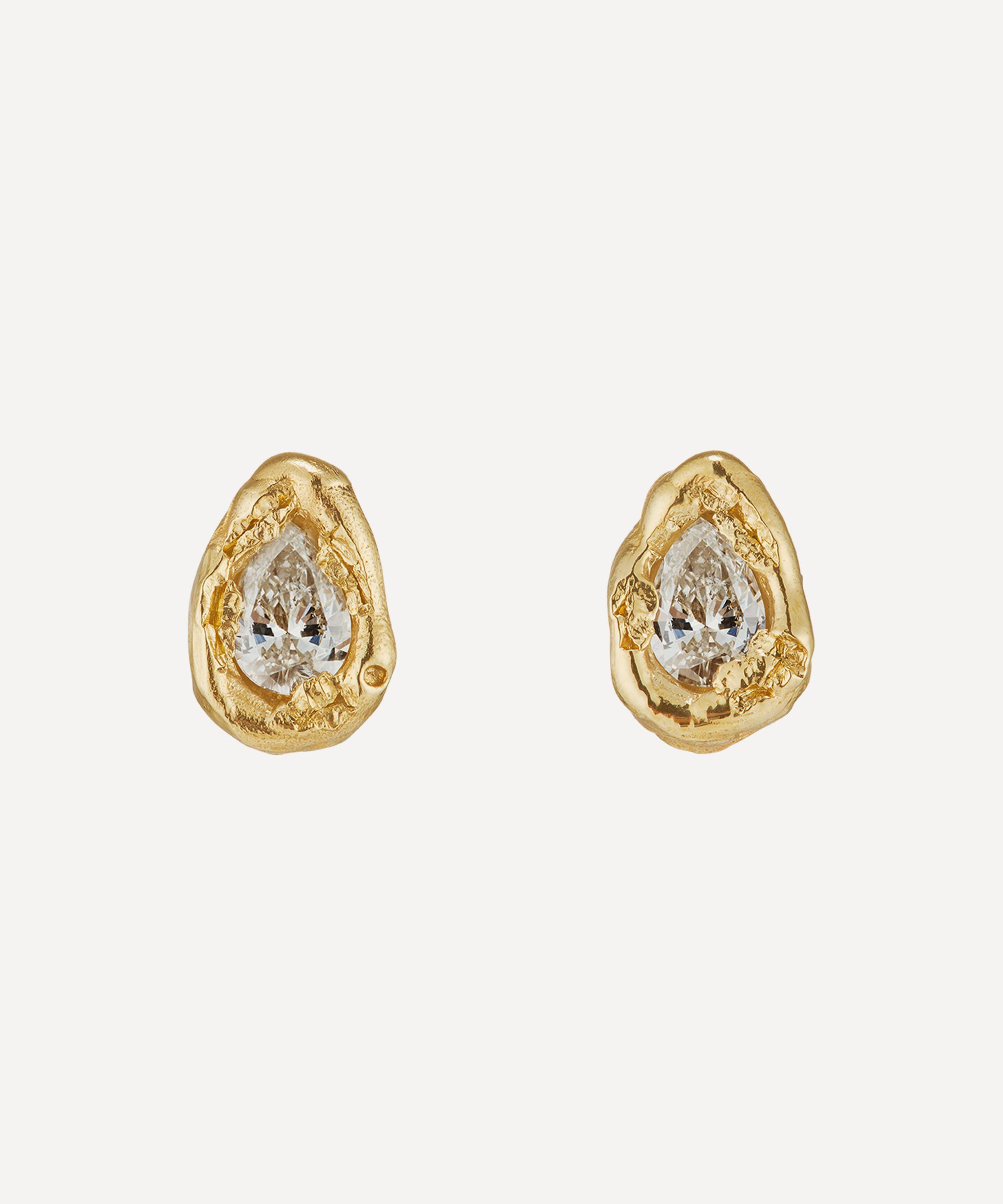 Ellis Mhairi Cameron 14ct Gold X Pear Diamond Stud Earrings In Gold