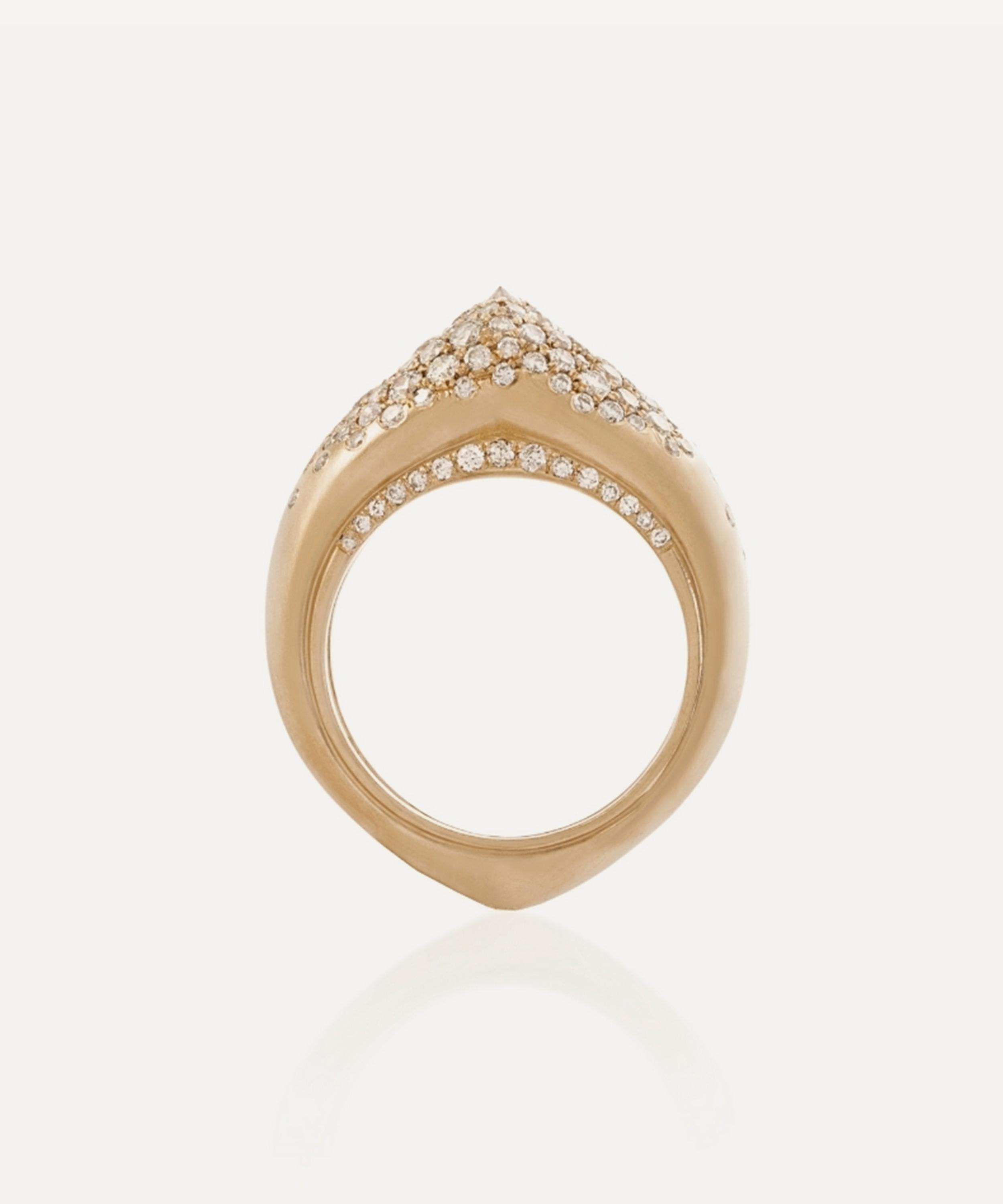 Nada Ghazal 18ct Gold The Arch Power Stripe Big Diamond Ring In Gold